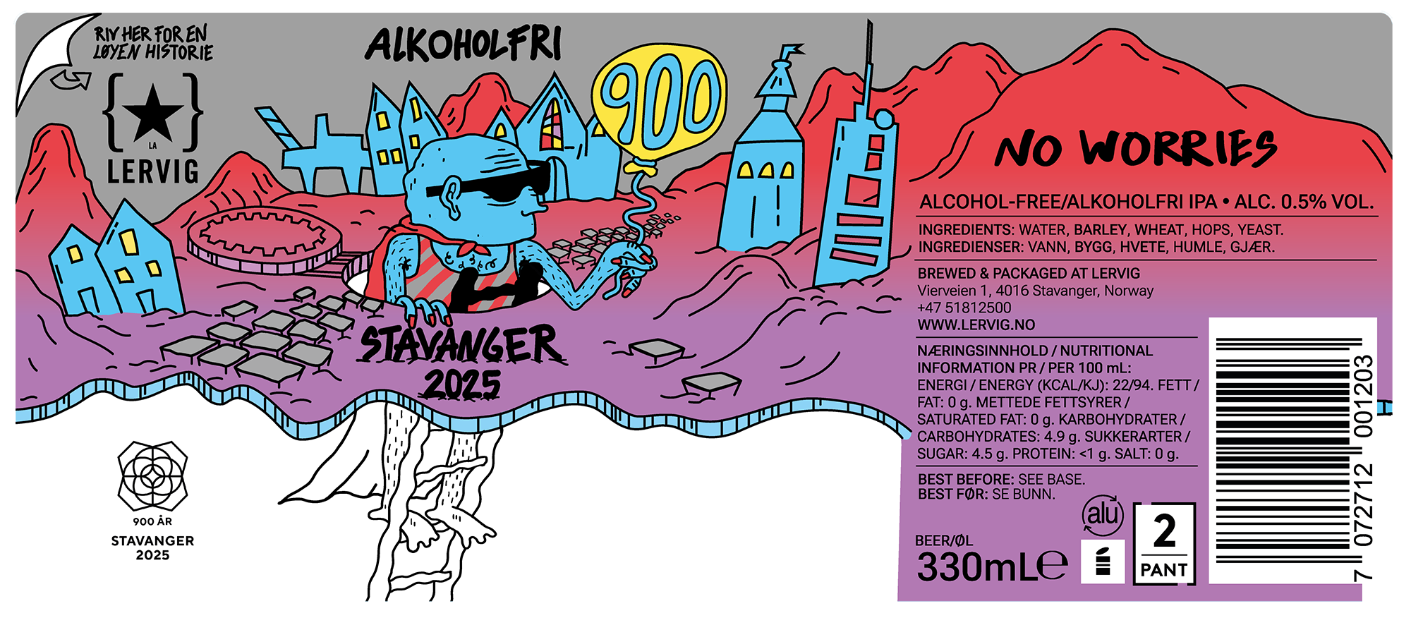 Lervig No Worries Stavanger 2025 øl boks alkoholfri