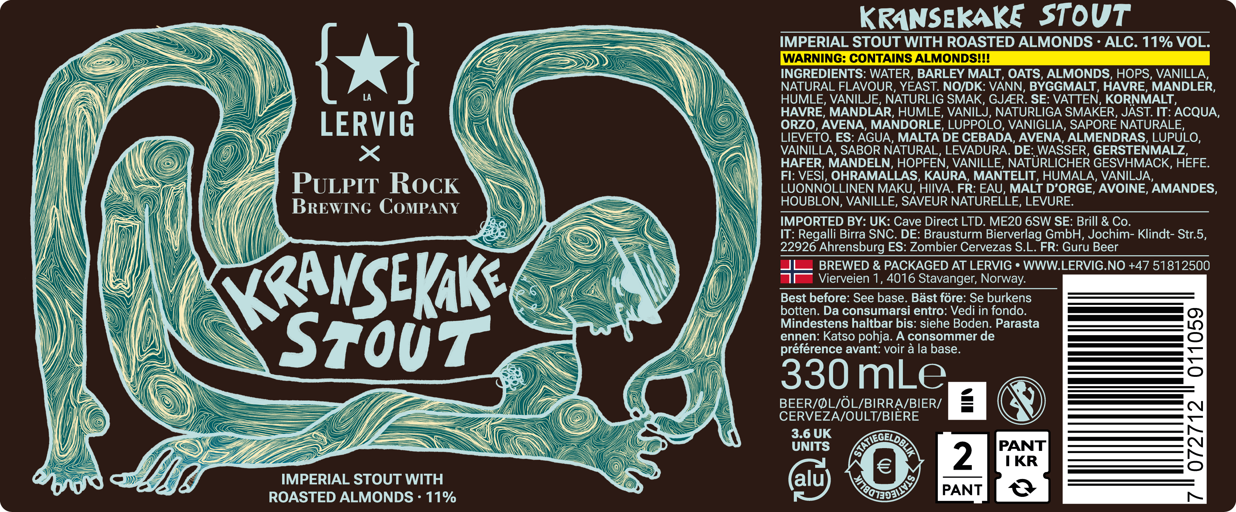 Lervig Kransekake Stout øl 330 ml mandel