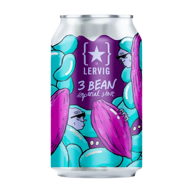 Lervig 3 Bean Stout øl boks 33cl vanilje kaffe