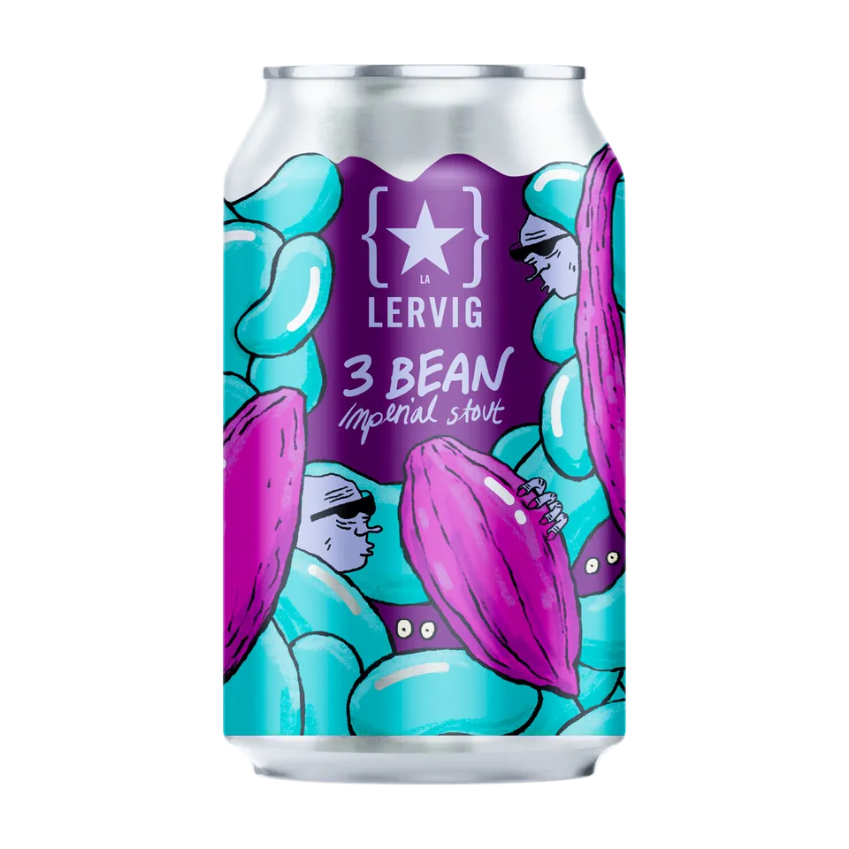 Lervig 3 Bean Stout øl boks 33cl vanilje kaffe