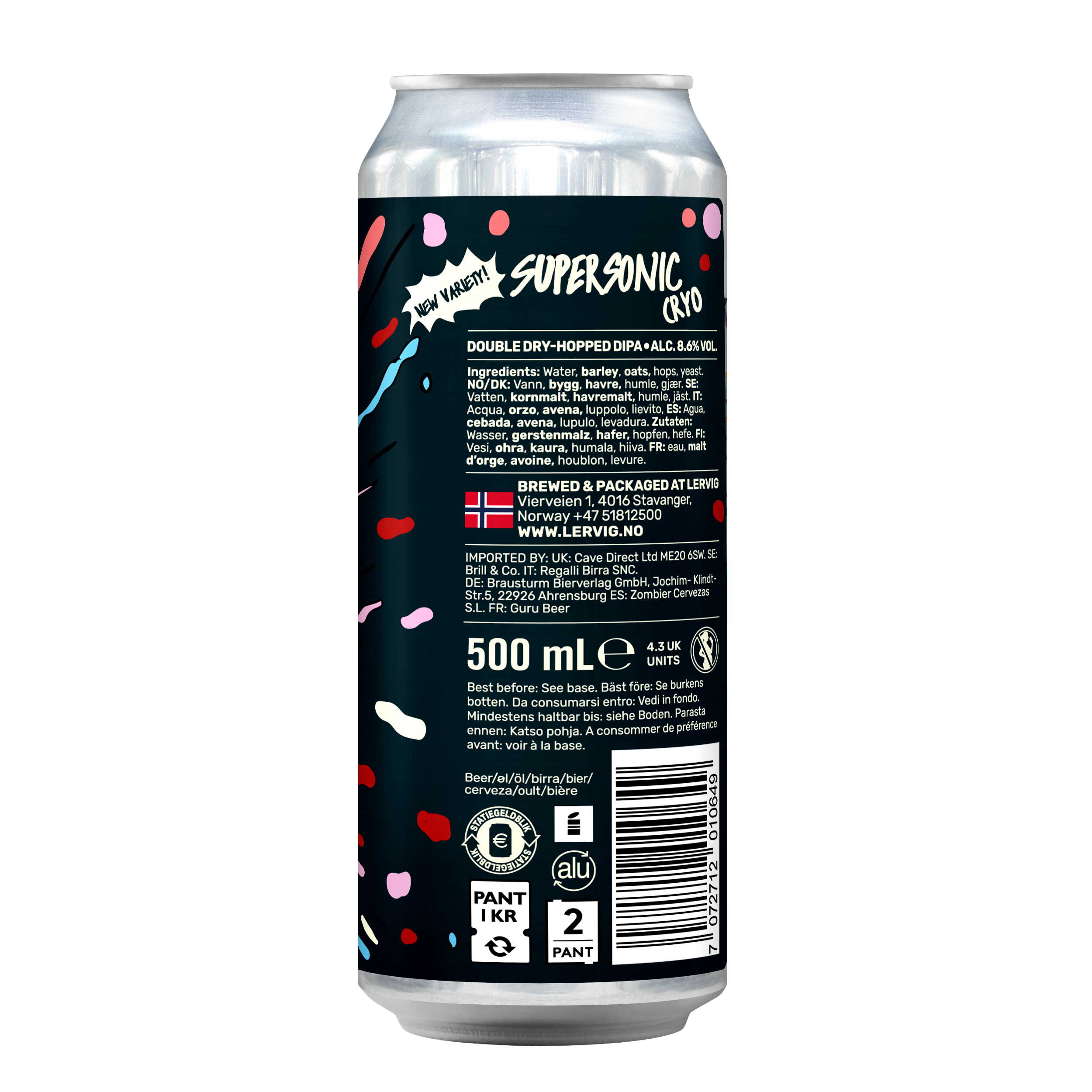 Lervig Supersonic Cryo IPA 330ml boks humlet