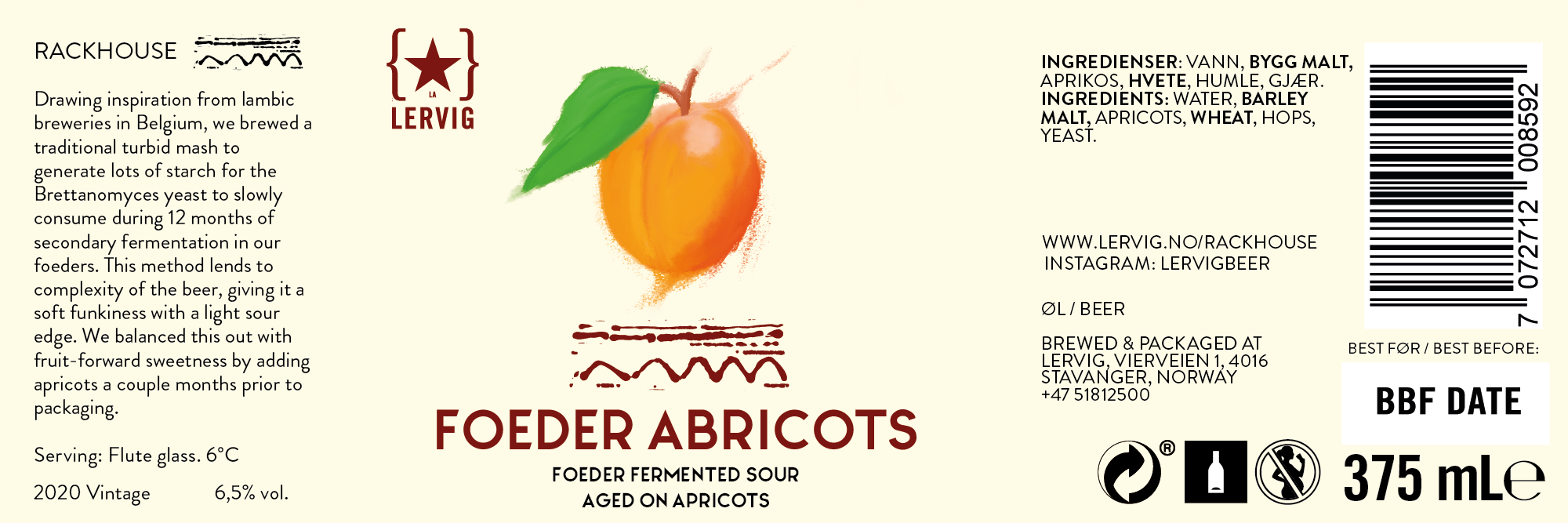 Lervig Foeder Abricots villøl boks 330 ml aprikos