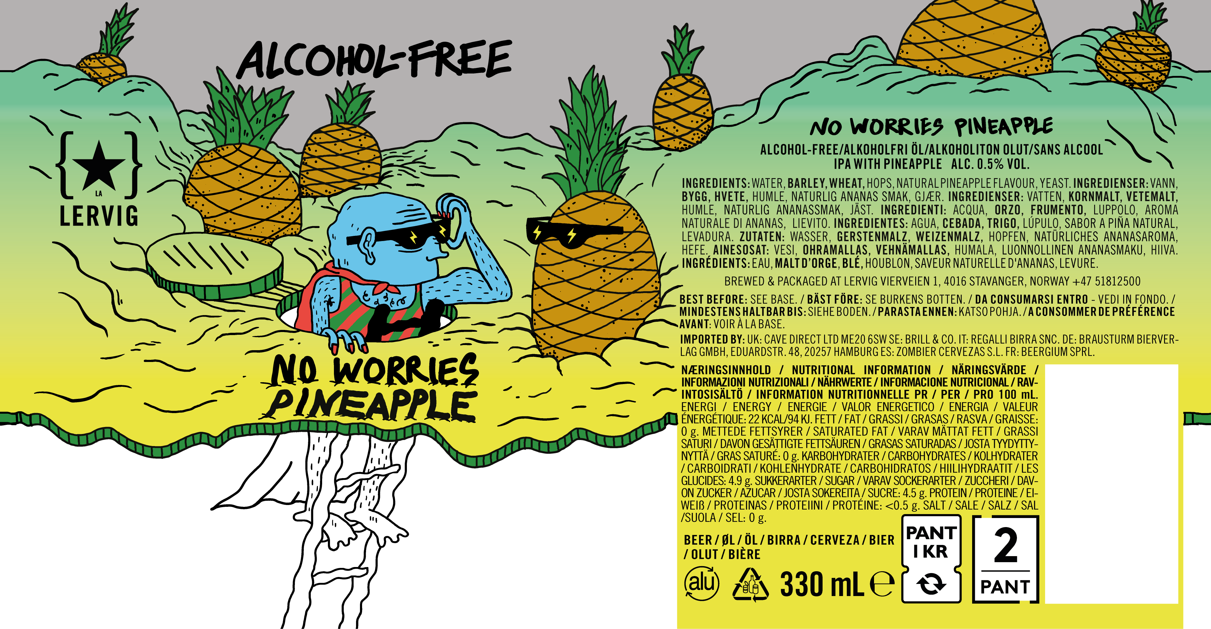 Lervig No Worries Pineapple alkoholfritt øl 33cl