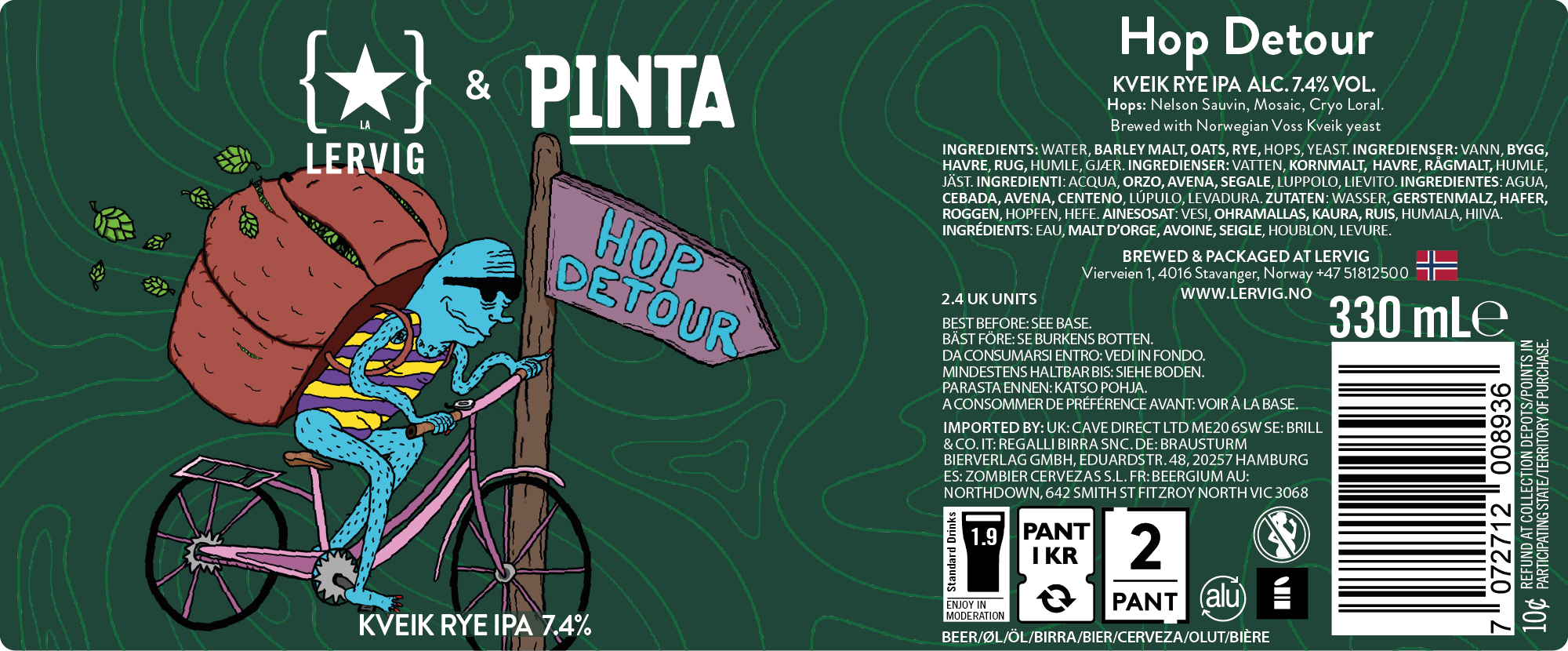 Lervig Hop Detour øl 33 cl boks sitrus