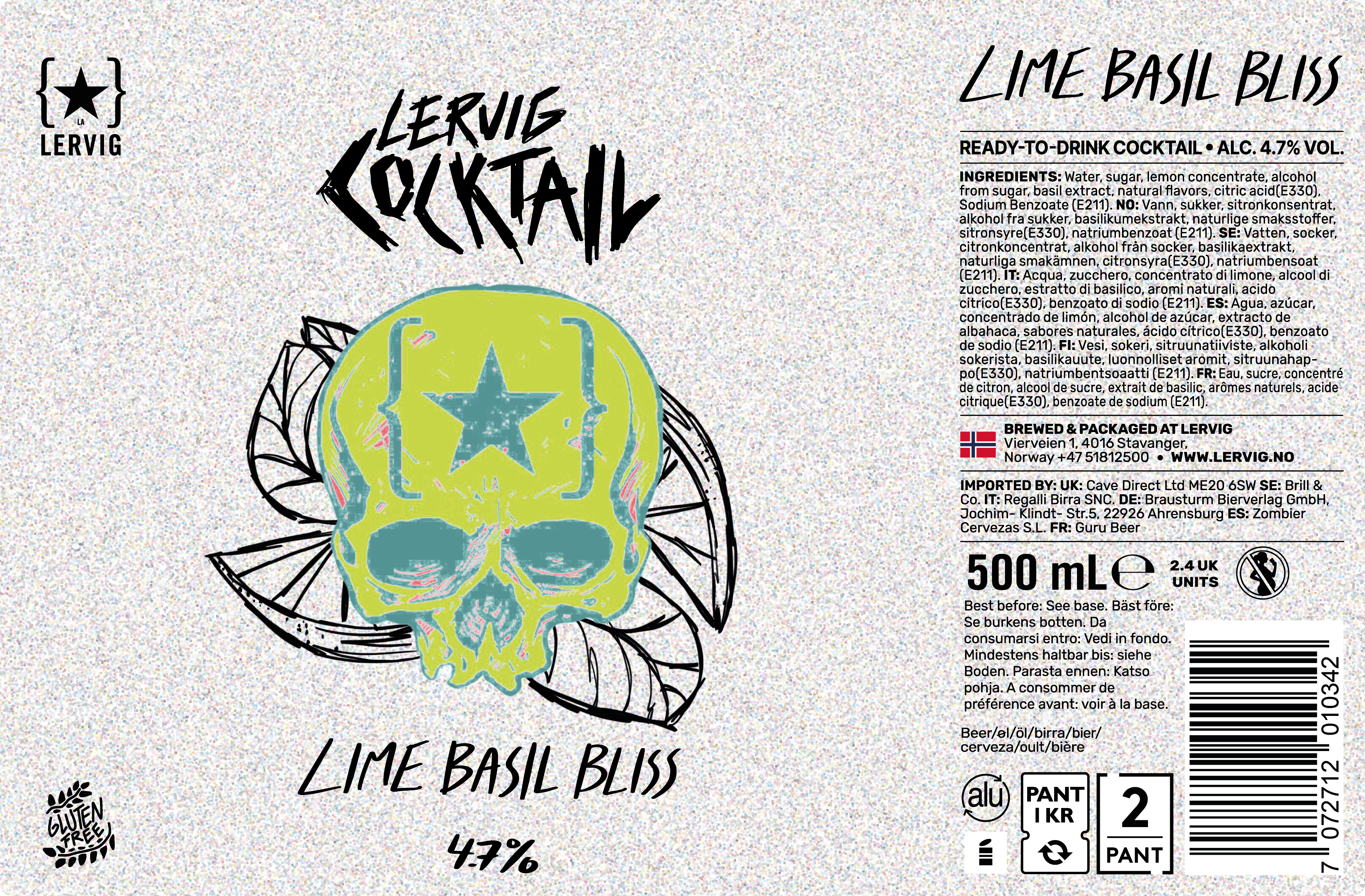 Lervig Cocktail Lime Basil Bliss surøl 33cl boks