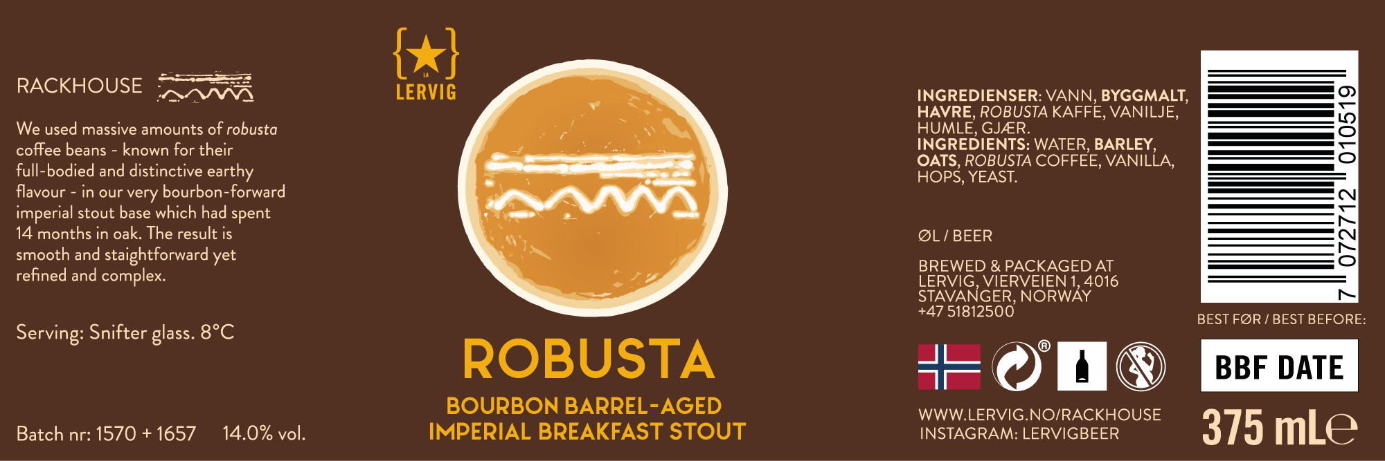 Lervig Robusta øl boks mørk kaffe