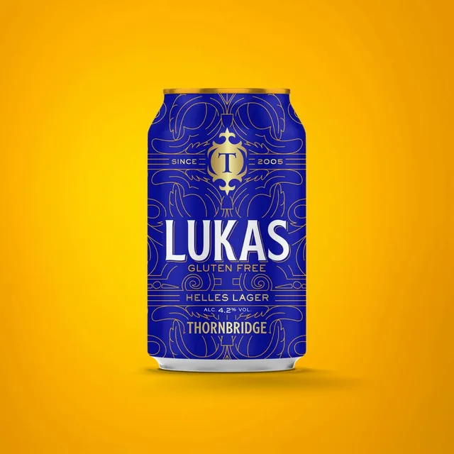 Thornbridge Lukas helles lager øl boks 330ml 4,2% glutenfri