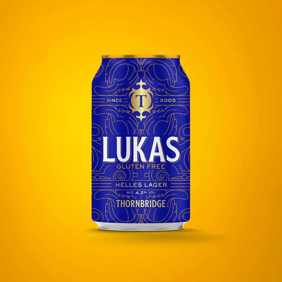 Thornbridge Lukas helles lager øl boks 330ml 4,2% glutenfri