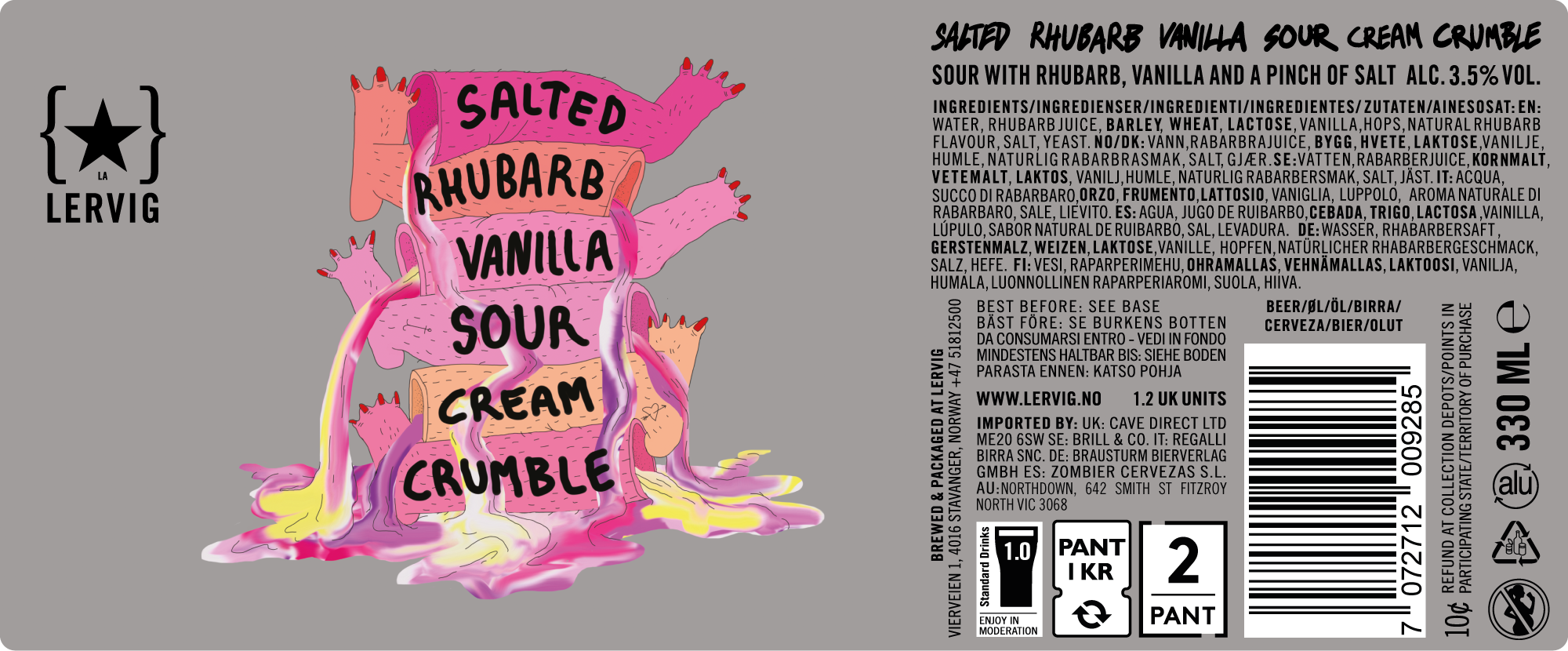 Lervig Salted Rhubarb Vanilla Sour boks surøl frisk