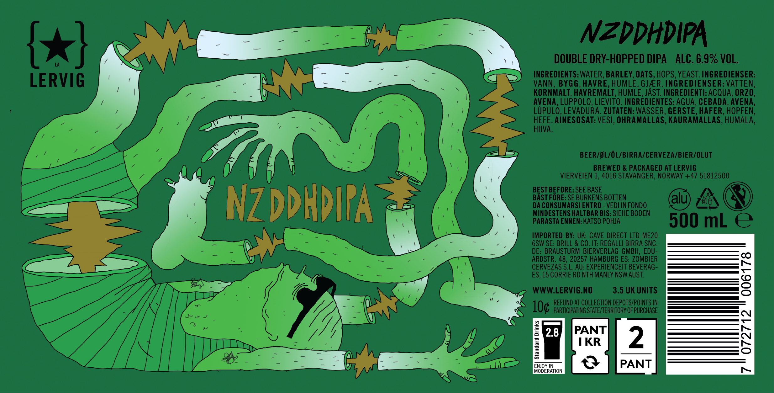 Lervig NZ DDH DIPA øl 33 cl boks humlearomatisk