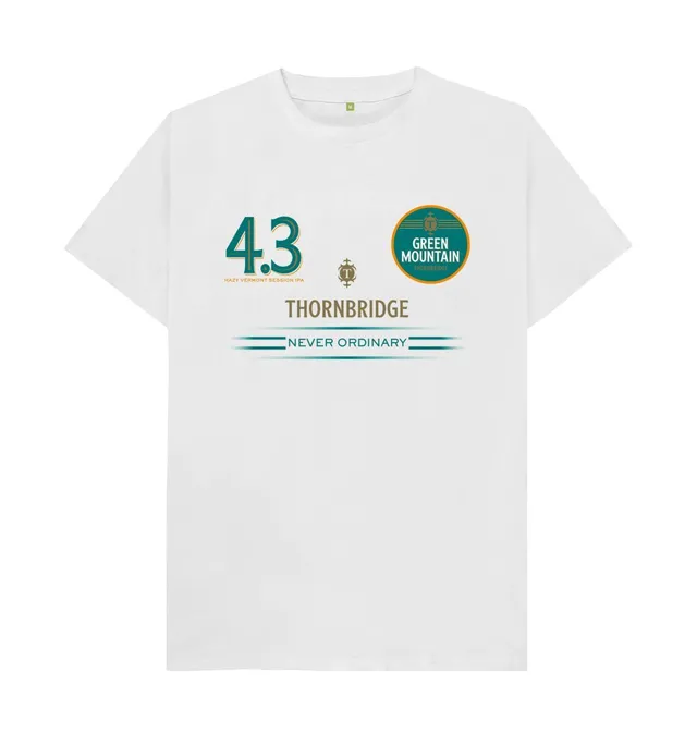Thornbridge Green Mountain Football t-skjorte hvit økologisk