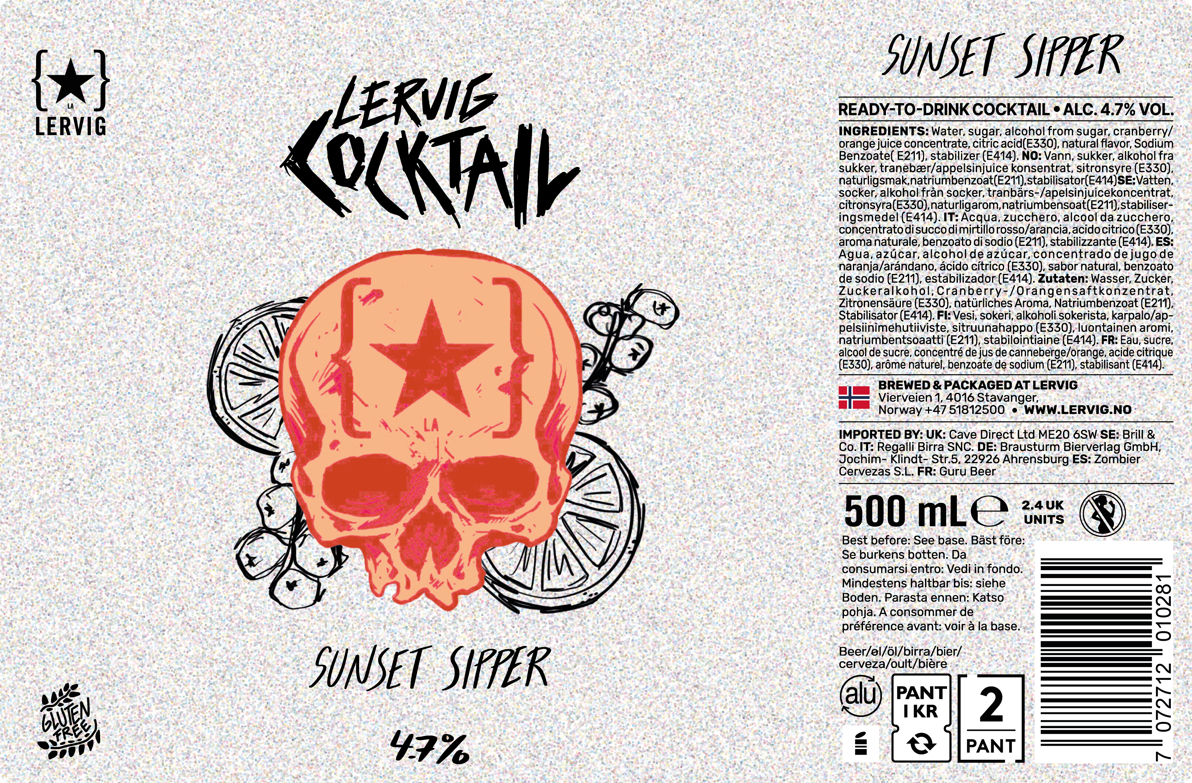 Lervig Cocktail Sunset Sipper drink 33 cl fruktig