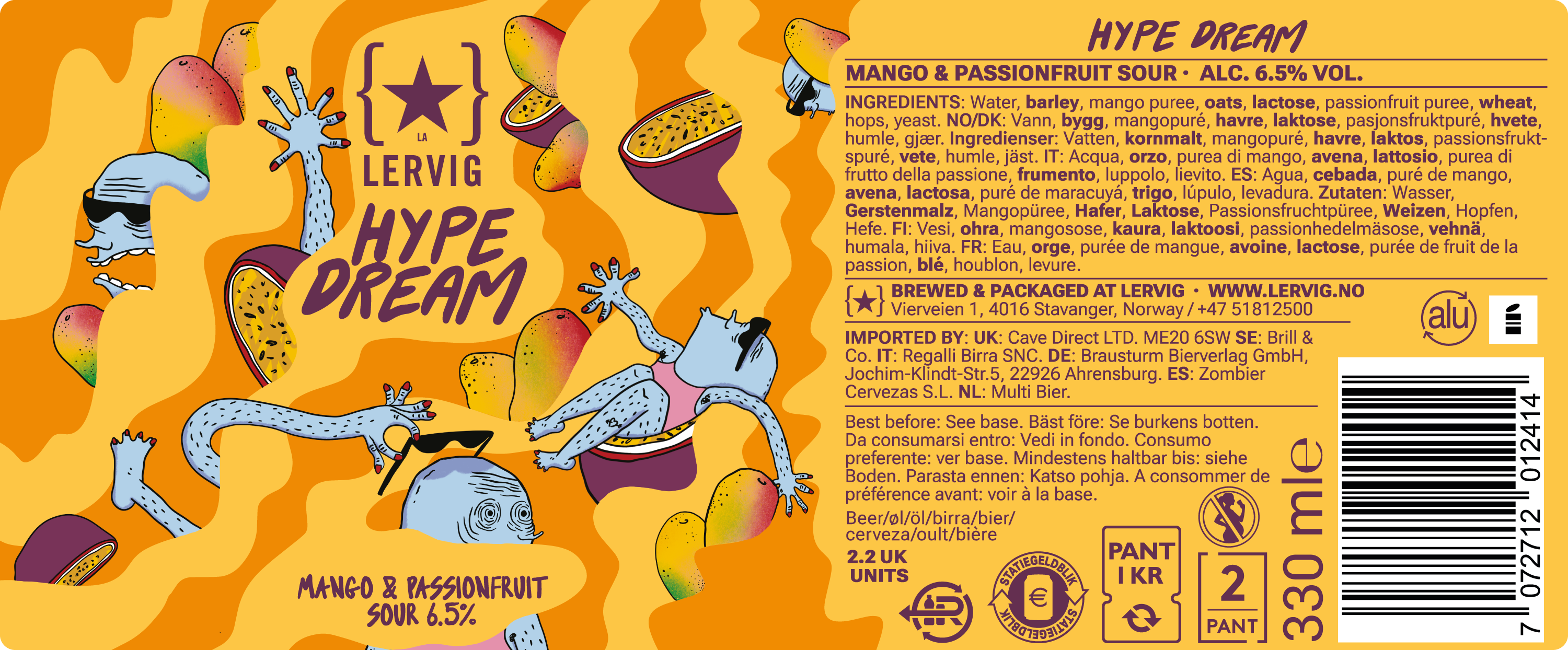 Lervig Hype Dream Mango & Passionfruit øl 33 cl fruktig