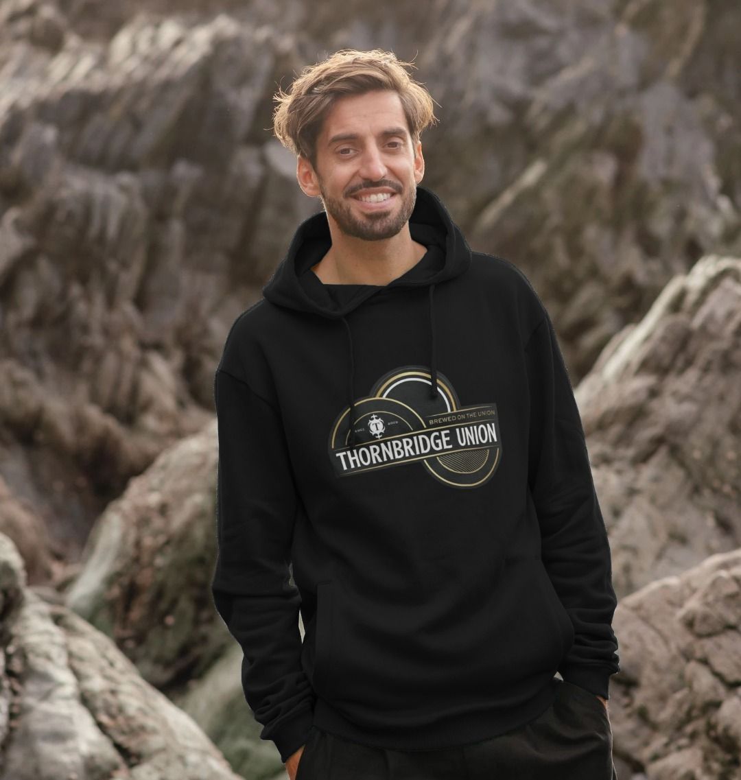 Thornbridge Union hoodie hettegenser svart tung bomull