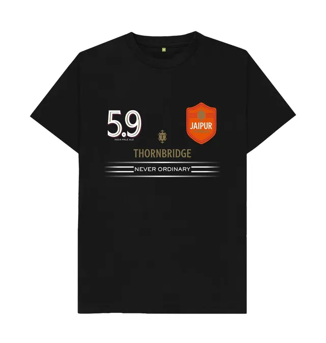 Thornbridge Jaipur Football Tee t-skjorte svart økologisk bomull