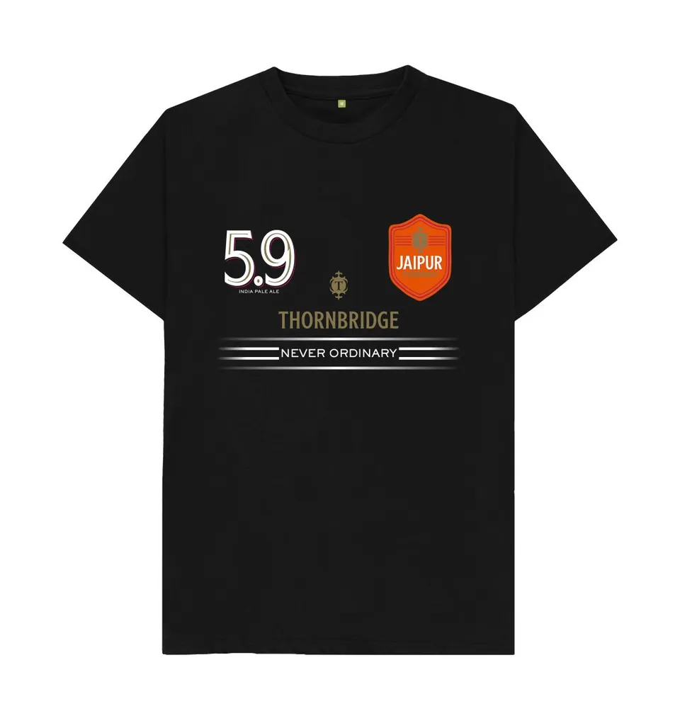 Thornbridge Jaipur Football Tee t-skjorte svart økologisk bomull