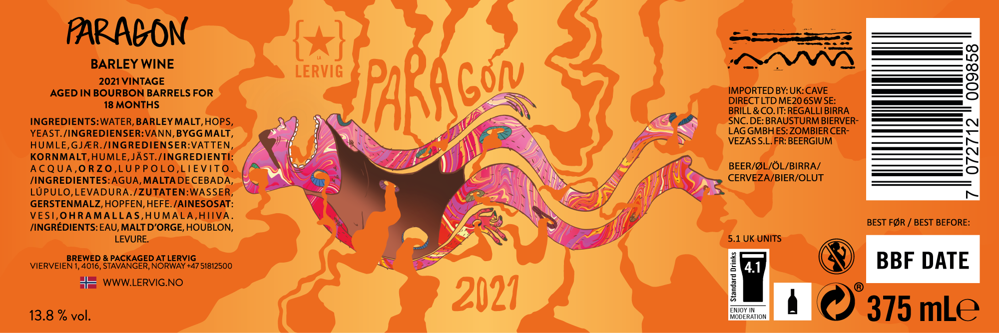 Lervig Paragon 2021 barleywine 33 cl fatpreget