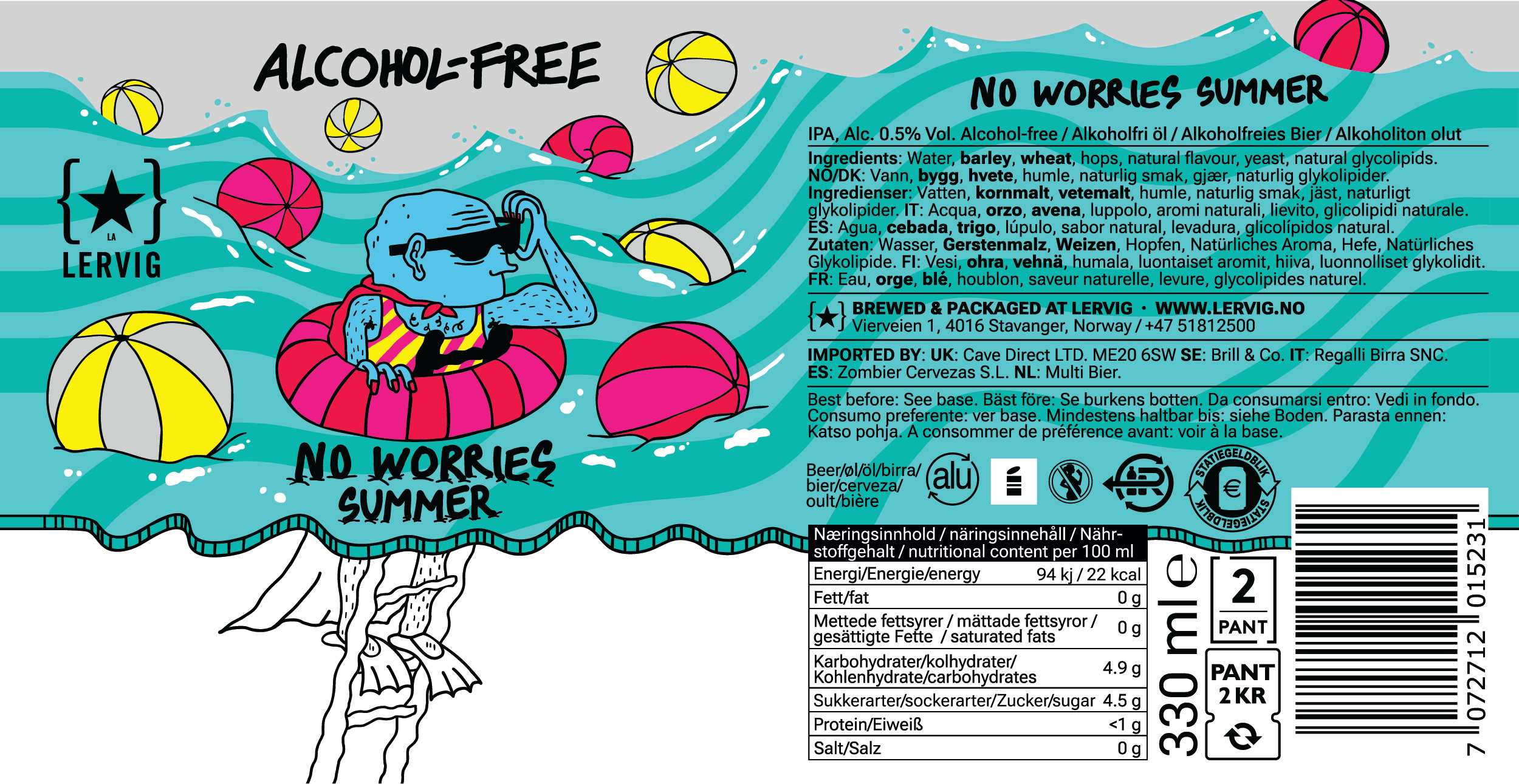 Lervig No Worries Summer alkoholfri øl boks 330 ml sitrus