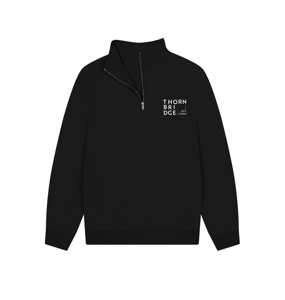 Thornbridge Logo 1/4 Zip genser svart økologisk fleece