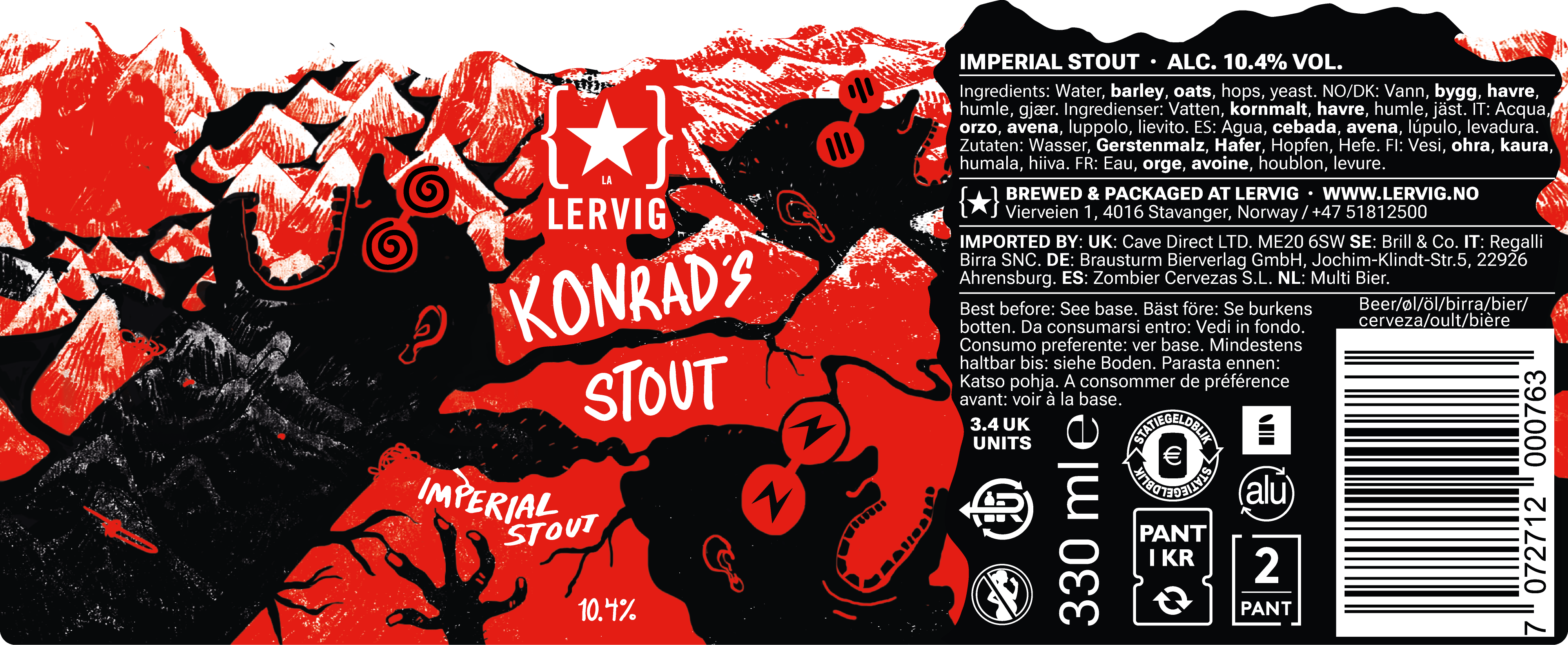 Lervig Konrad's Stout øl boks mørk