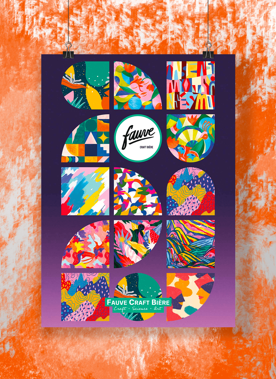 Fauve Damiers géométriques plakat A2 14 etiketter