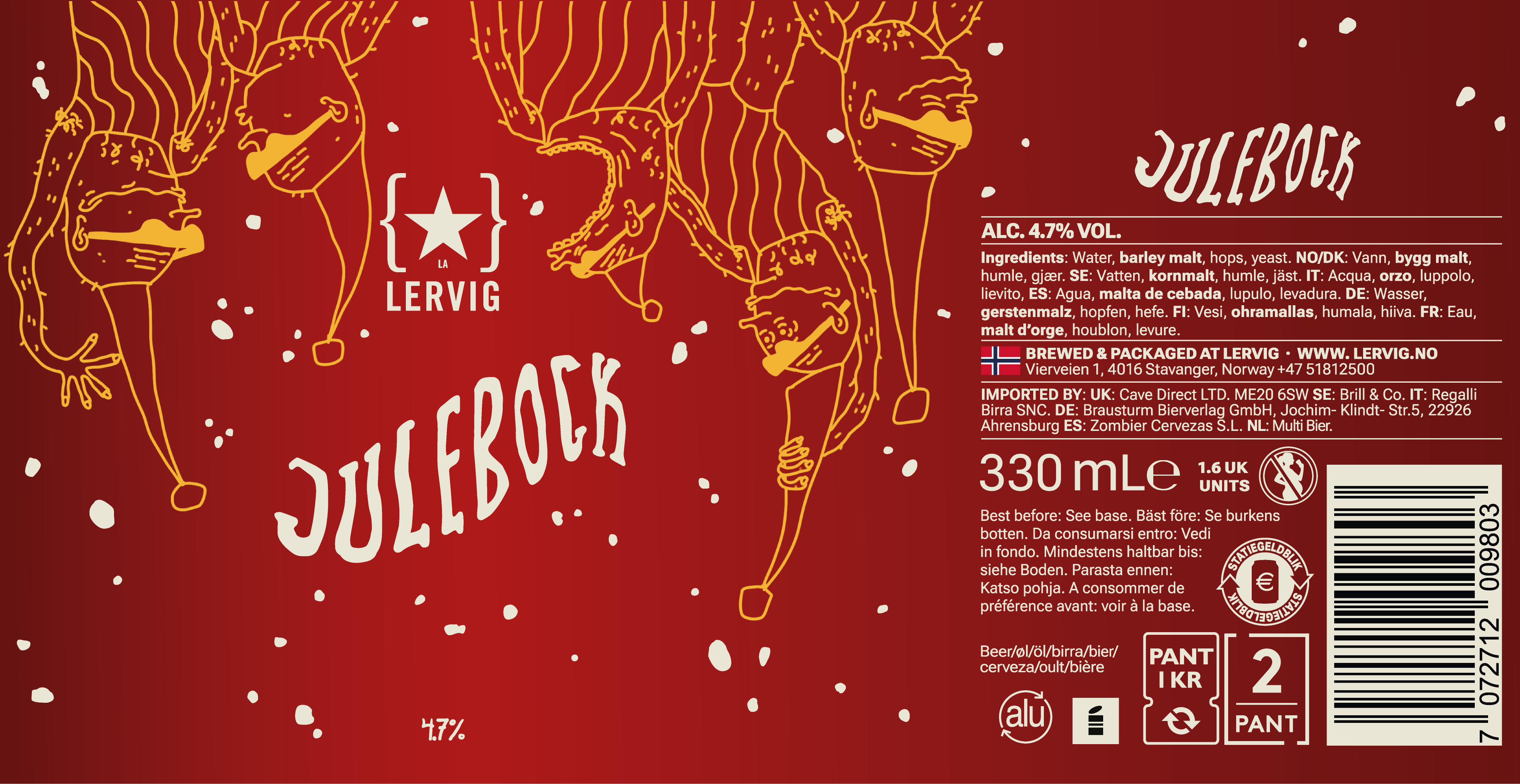 Lervig Julebock bock øl boks 330 ml maltrik