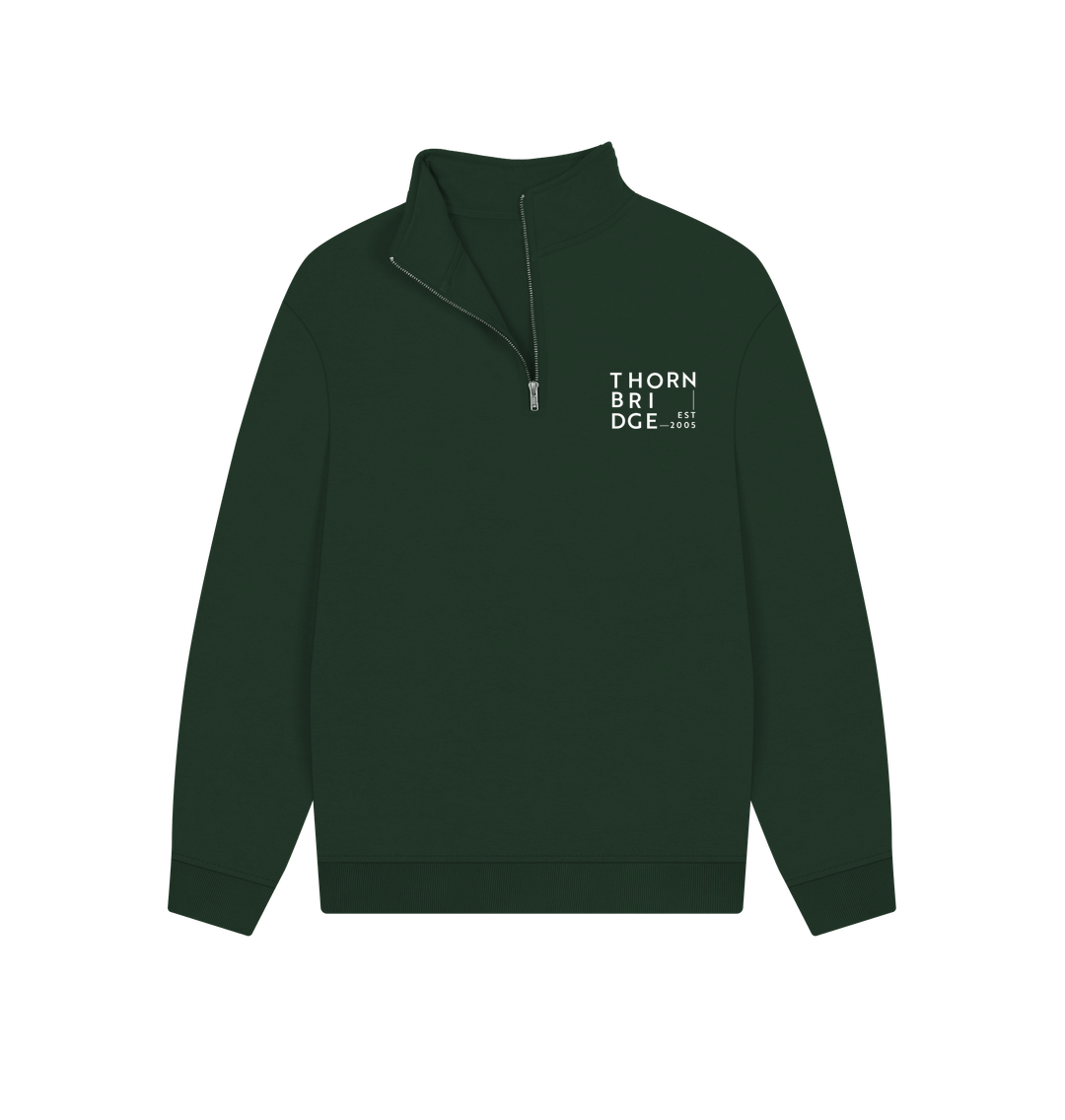 Thornbridge Logo 1/4 Zip genser svart økologisk fleece