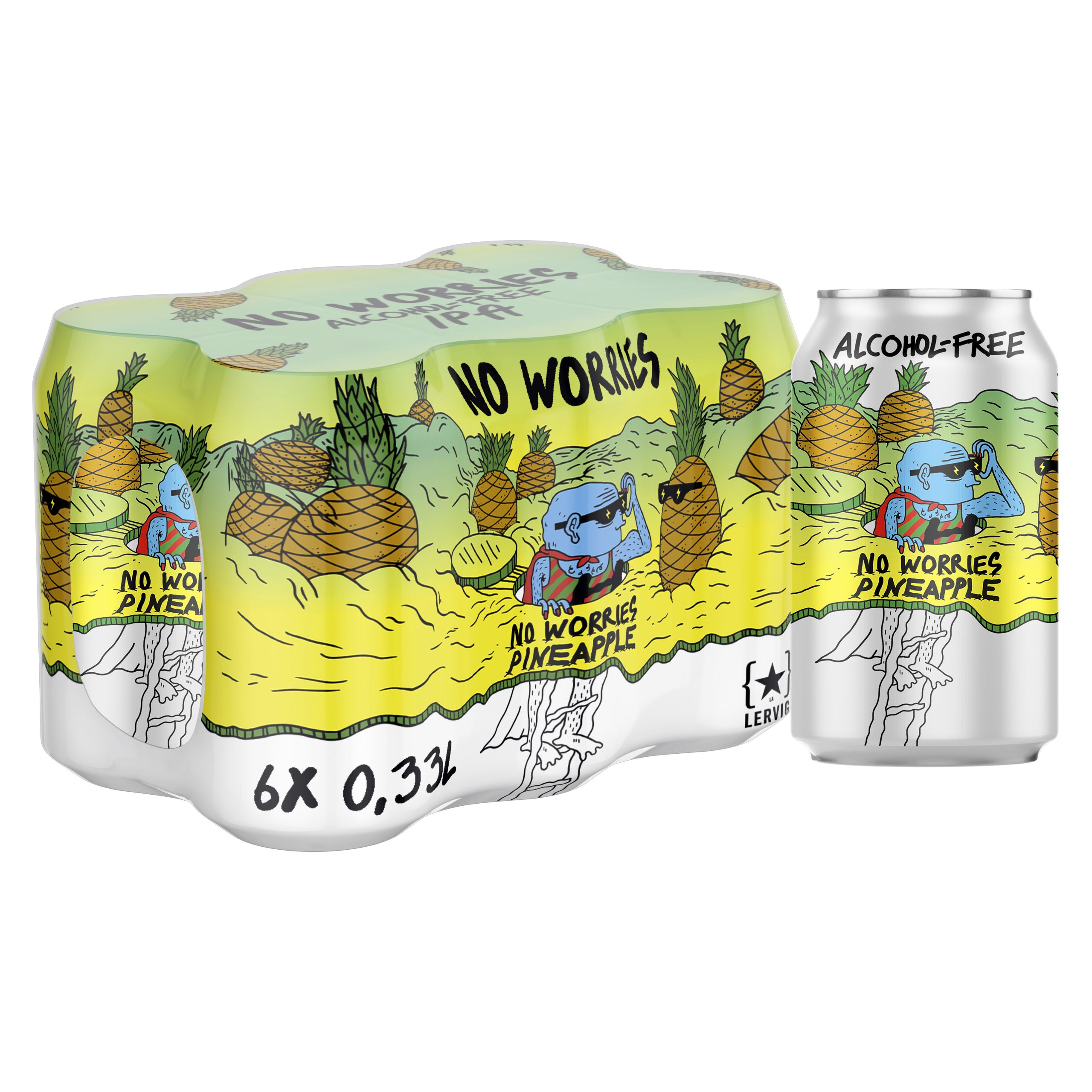 Lervig No Worries Pineapple alkoholfritt øl 33cl