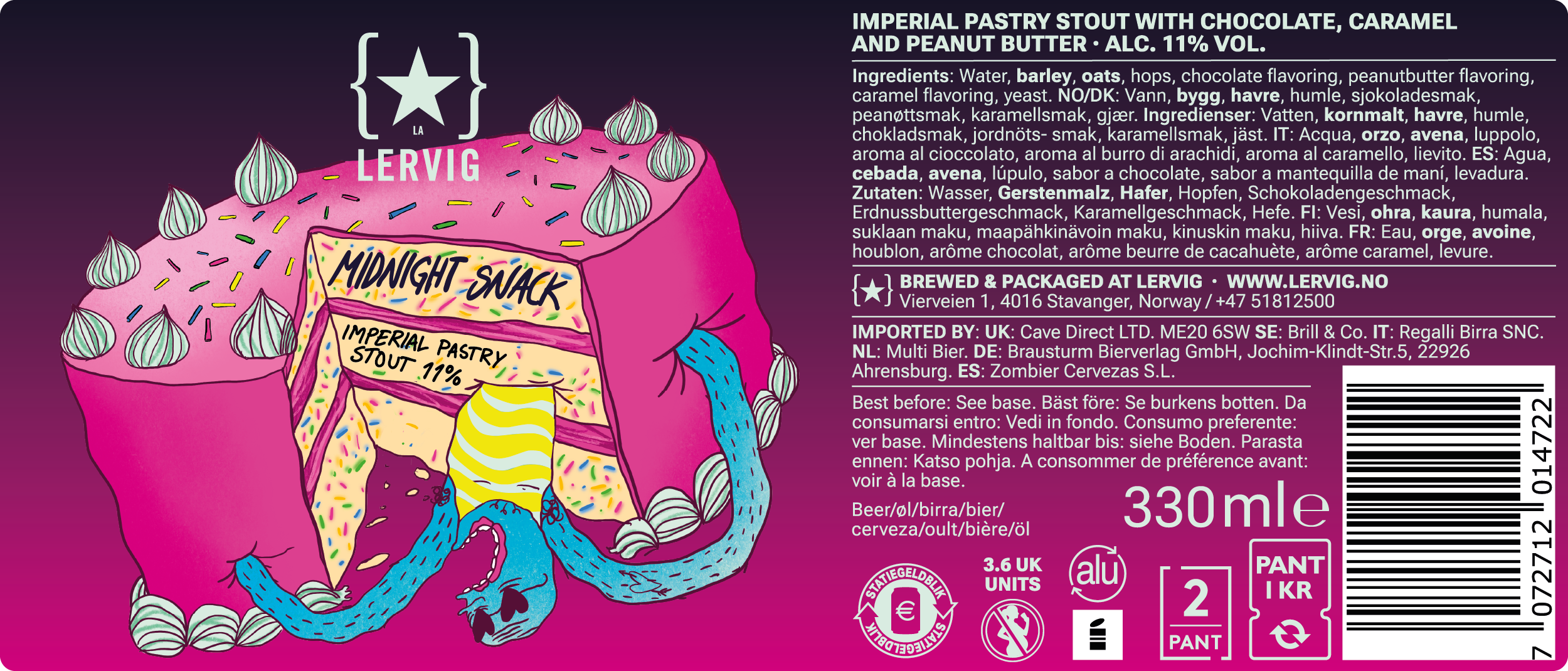 Lervig Midnight Snack stout øl boks sjokolade