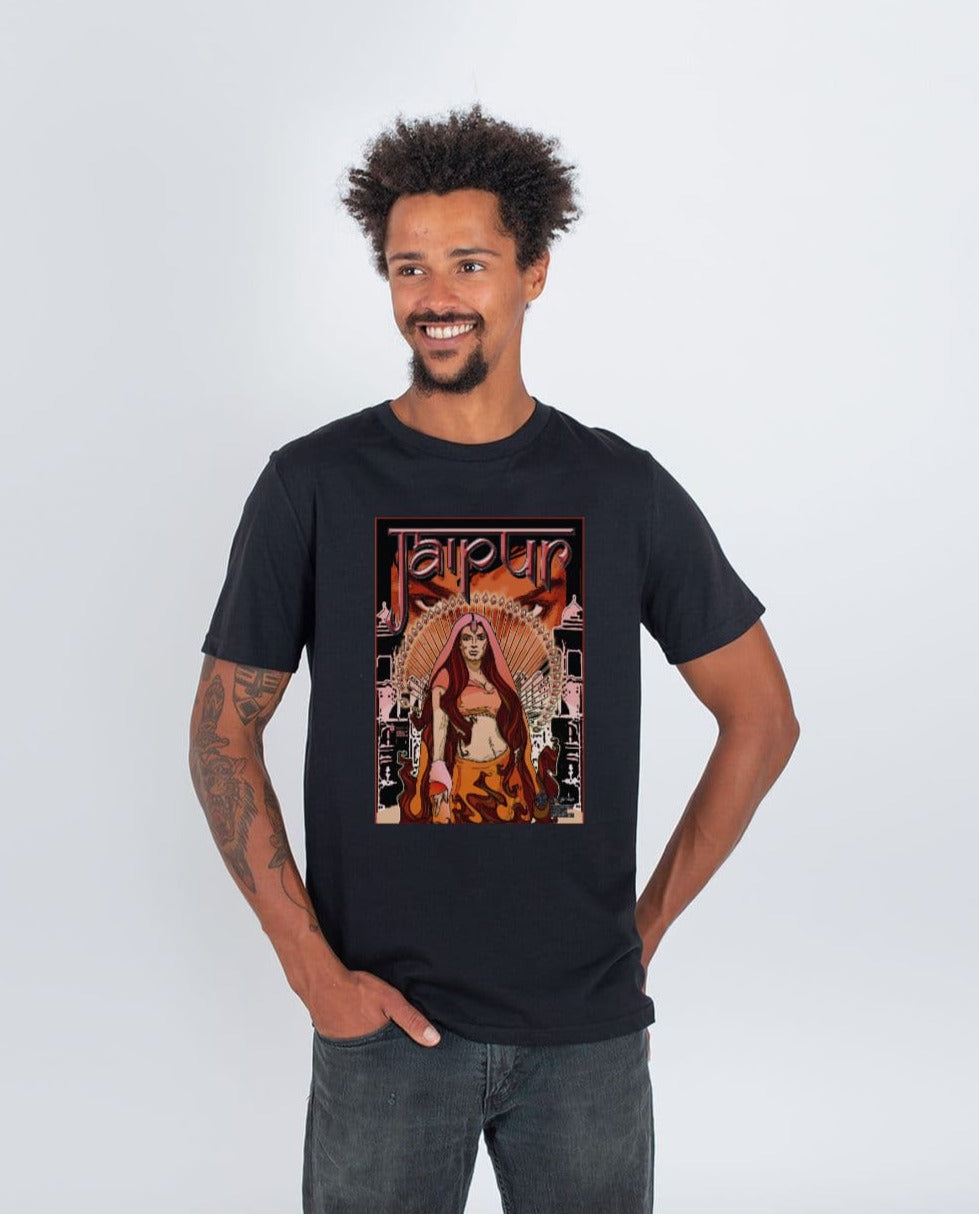 Thornbridge Jaipur retro t-skjorte svart M økologisk