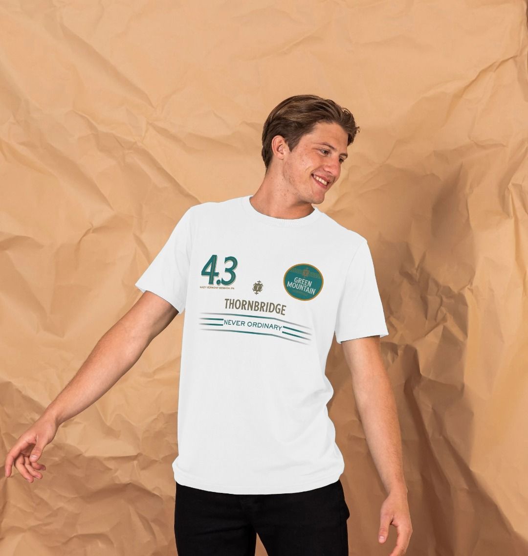 Thornbridge Green Mountain Football t-skjorte hvit økologisk