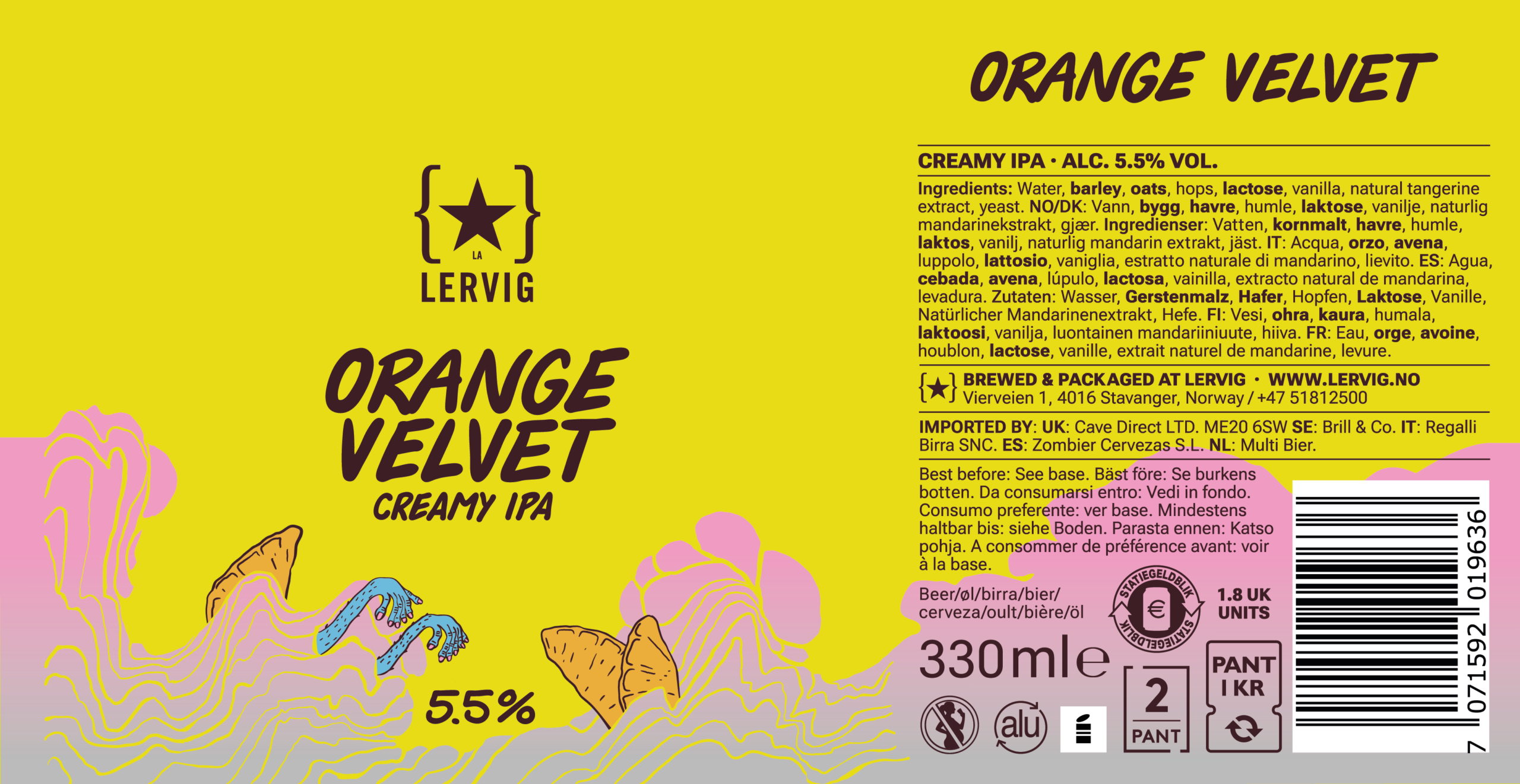 Lervig Orange Velvet IPA øl boks 33 cl appelsin