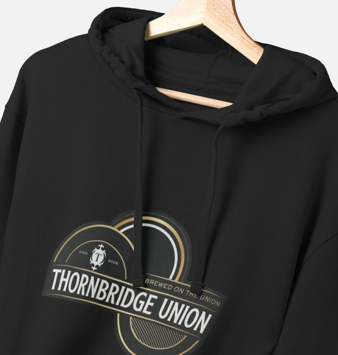 Thornbridge Union hoodie hettegenser svart tung bomull