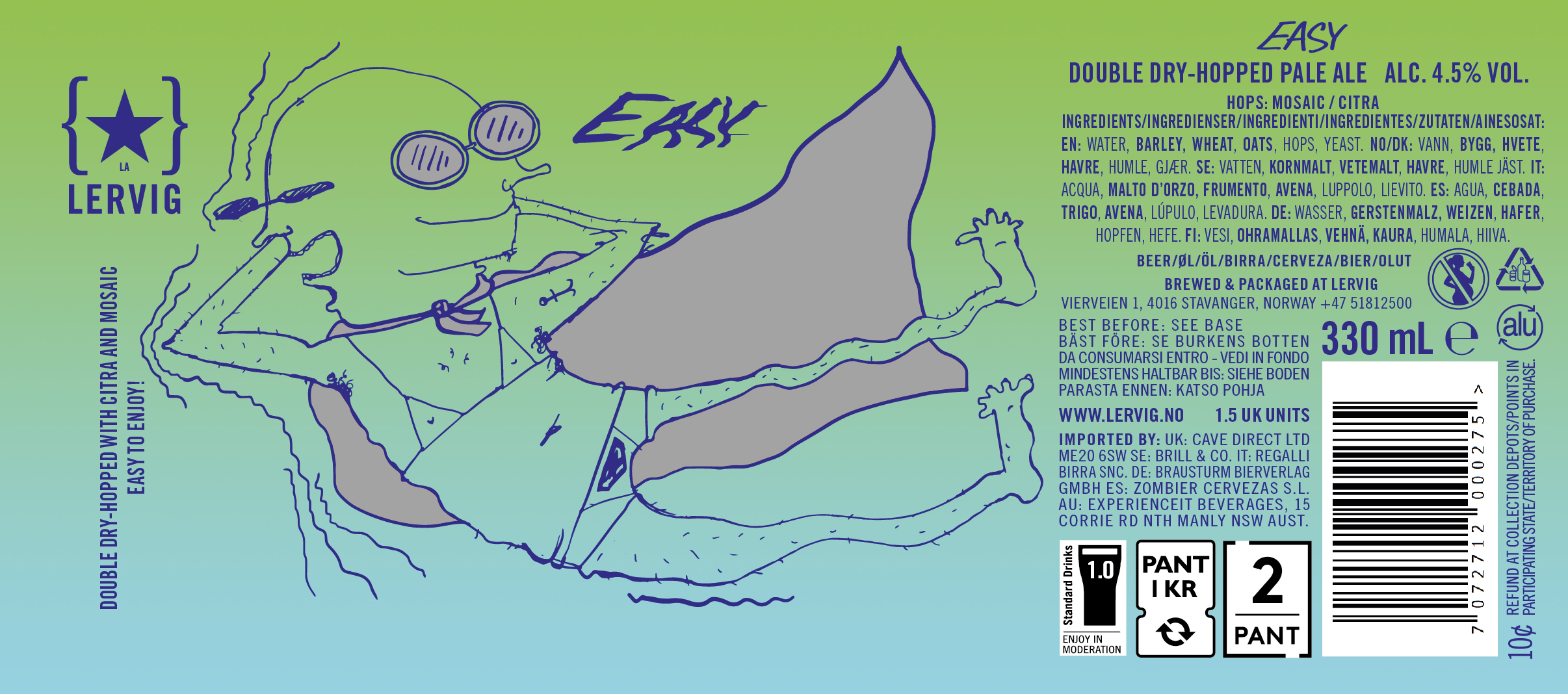Lervig EASY session IPA boks 33cl frisk humle