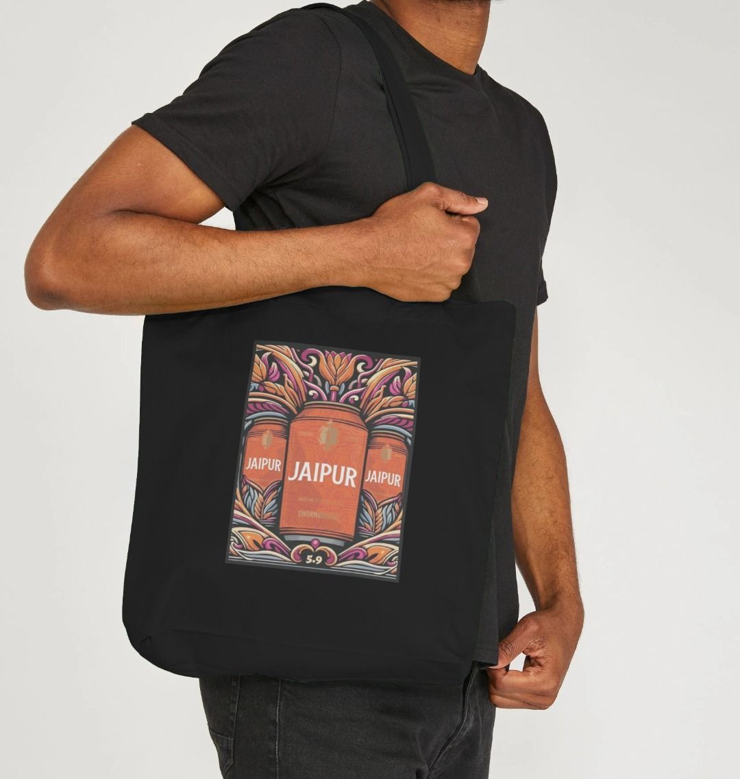 Thornbridge Jaipur handlenett svart bomull 37x42 cm