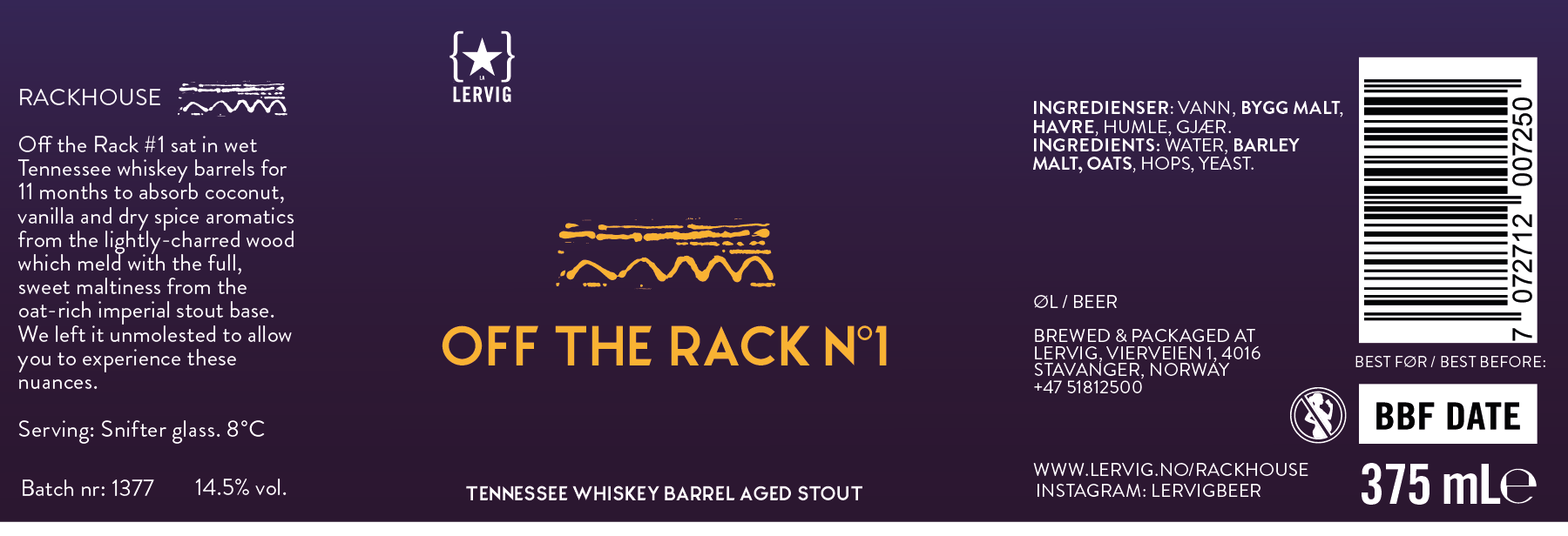 Lervig Off The Rack N°1 stout boks fatlagret