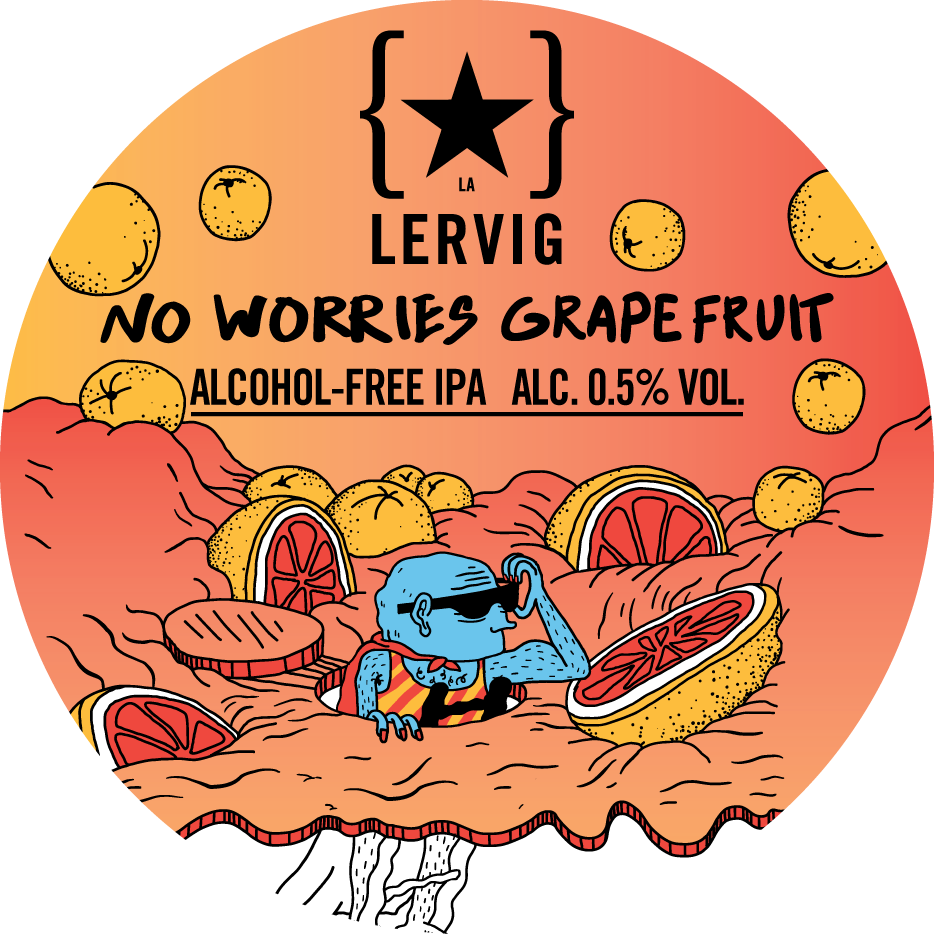 Lervig No Worries Grapefruit øl 33 cl alkoholfri
