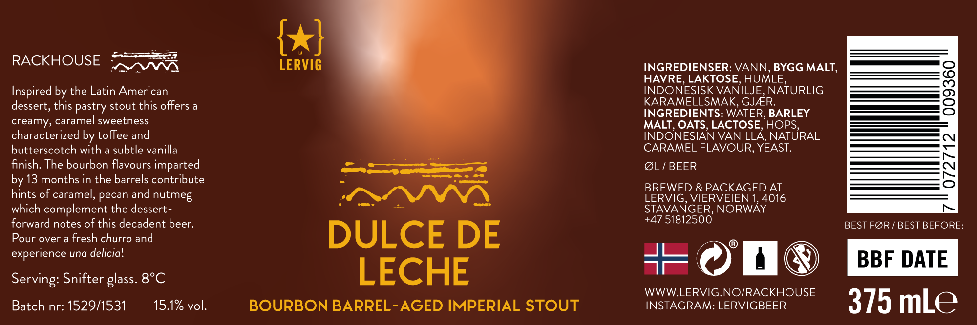 Lervig Dulce De Leche øl boks søtmelket
