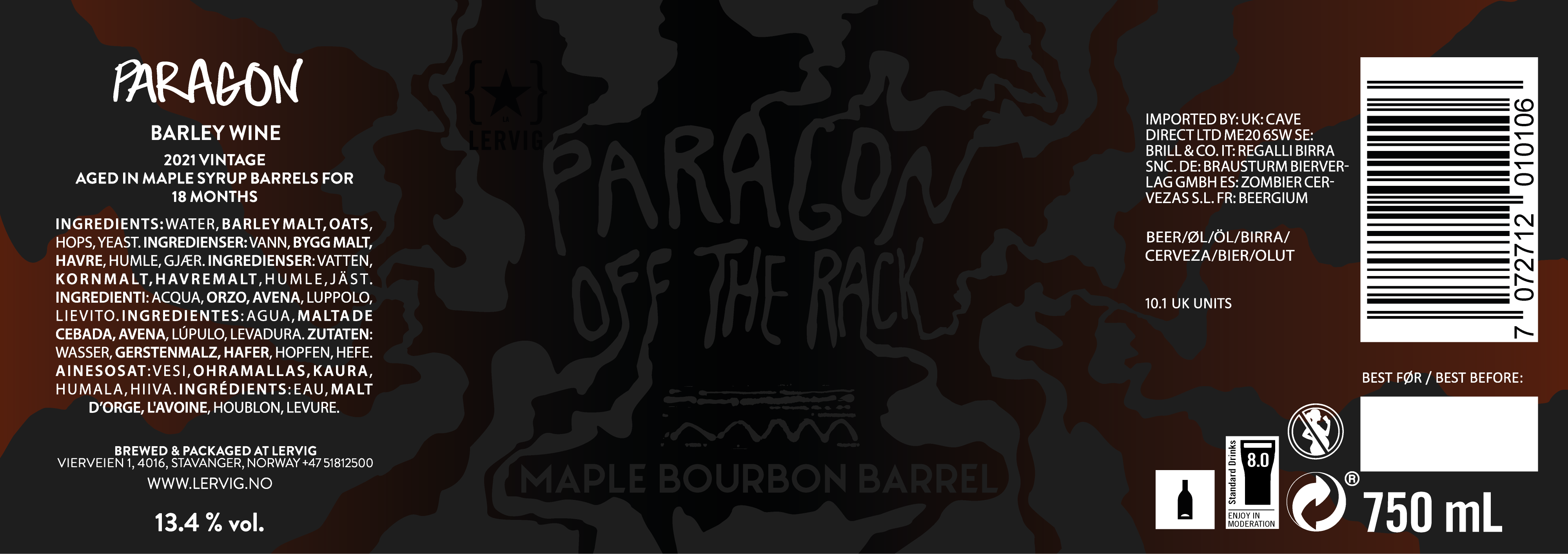 Lervig Paragon Off The Rack Maple Bourbon øl flaske