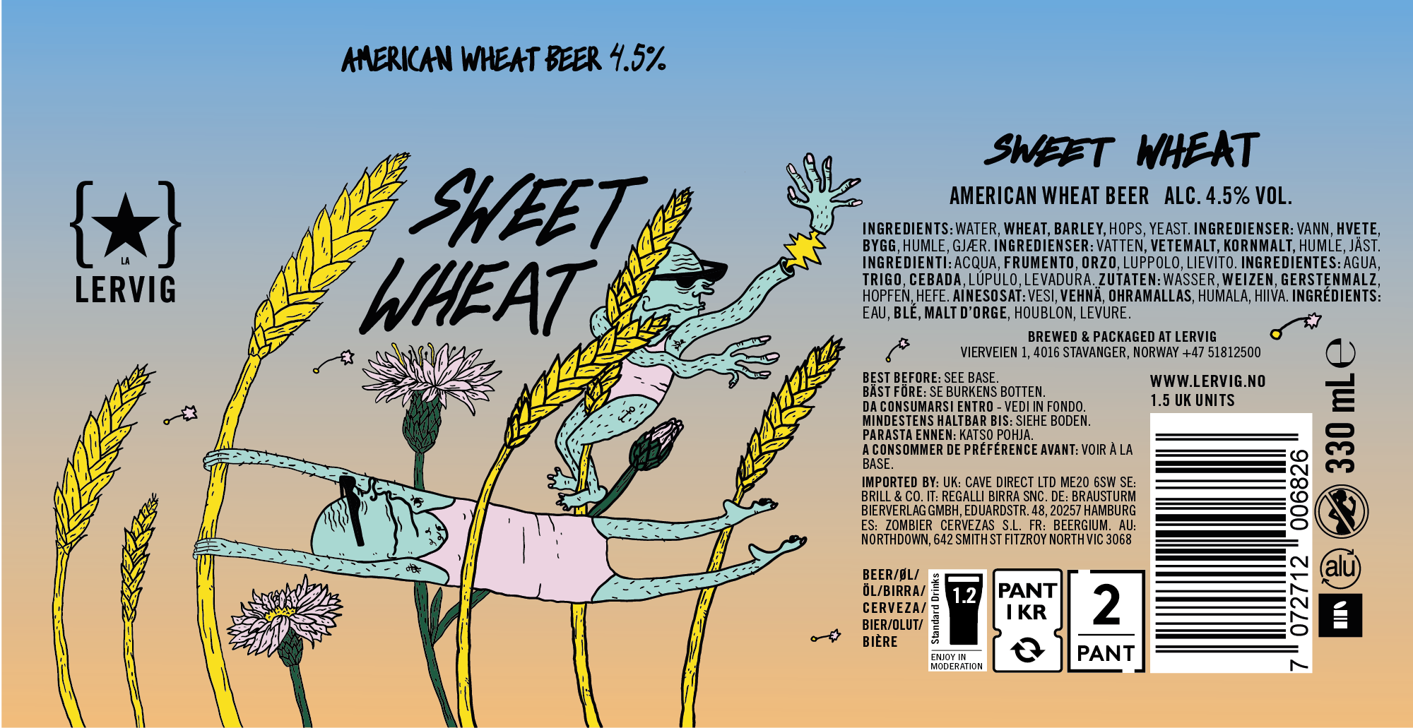 Lervig Sweet Wheat øl 330ml boks mild