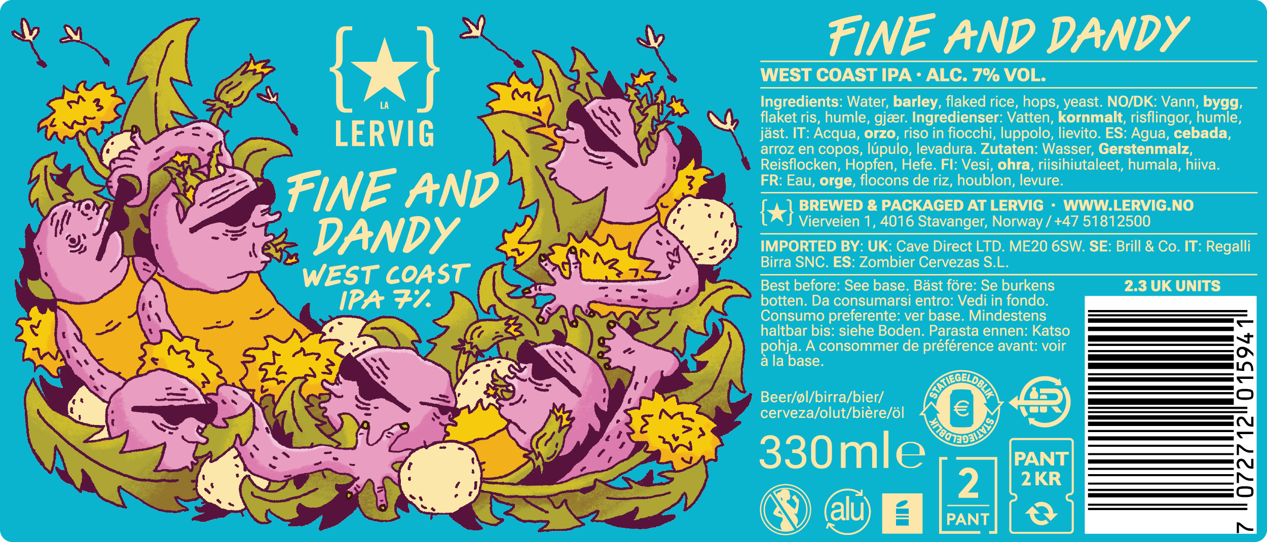 Lervig Fine And Dandy øl boks 33cl humlefrisk