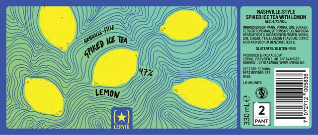 Lervig Nashville Spiked Ice Tea Lemon boks 33cl sitron