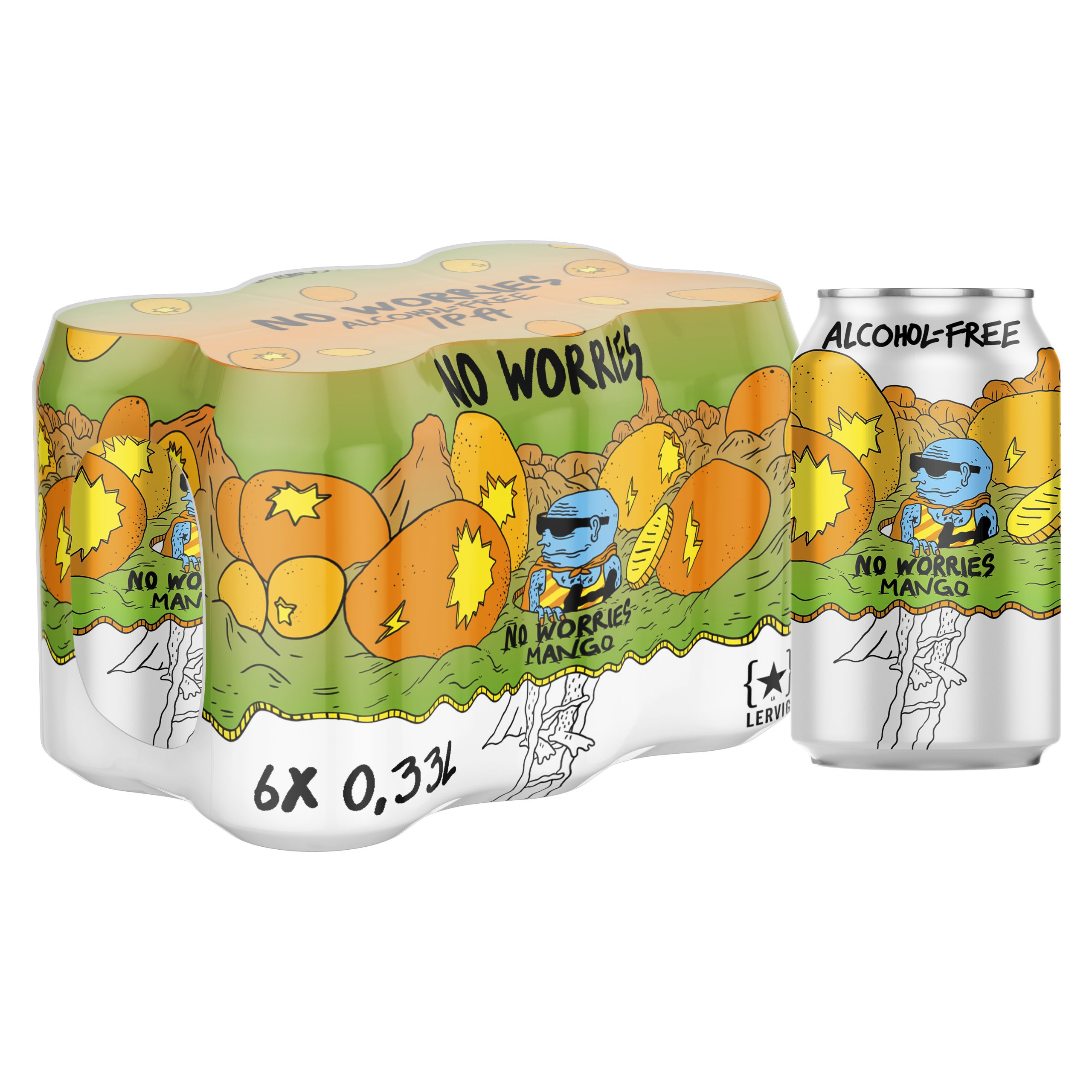Lervig No Worries Mango alkoholfri IPA boks 33 cl mango