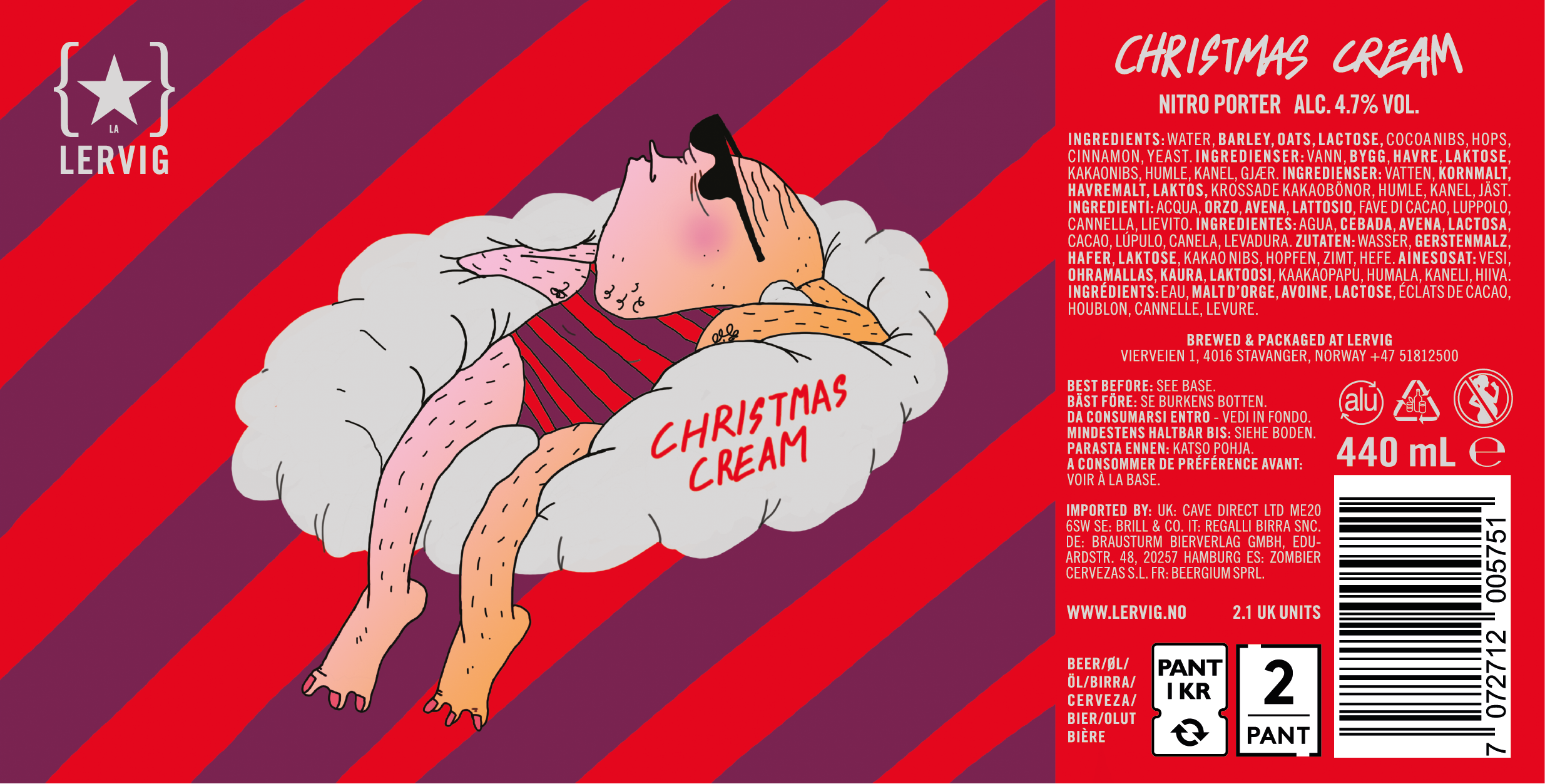 Lervig Christmas Cream øl 33 cl boks kremet