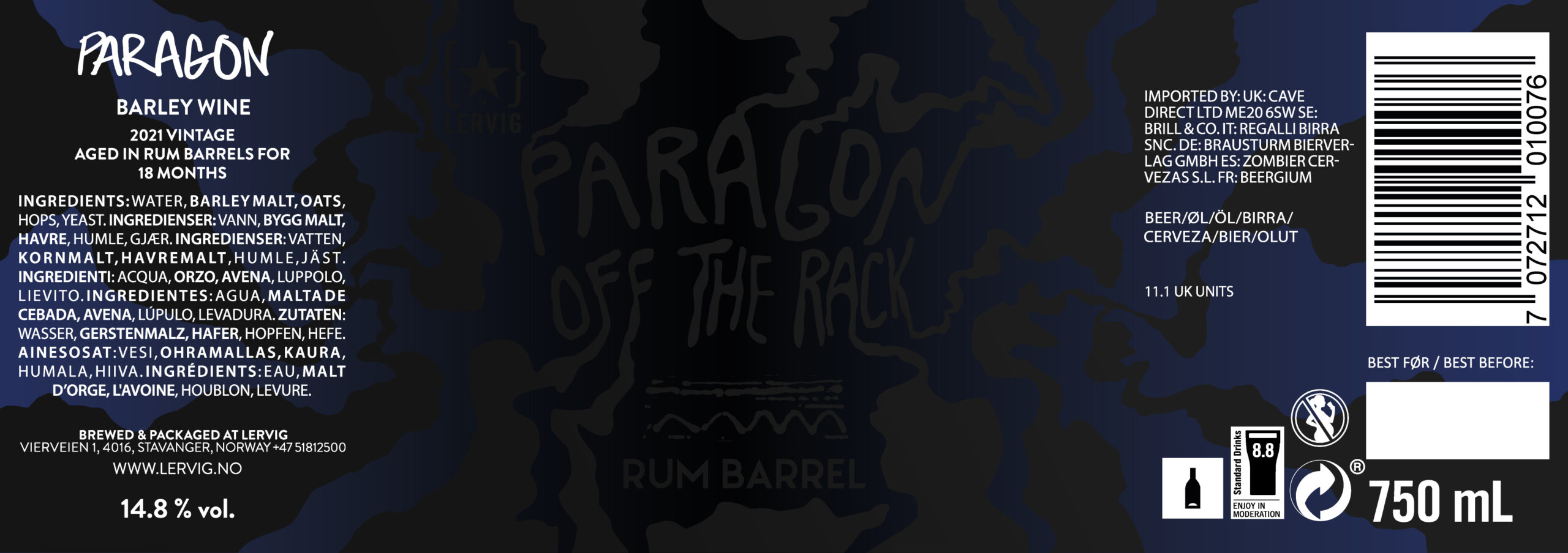 Lervig Paragon Rum Barrel øl 330 ml fatlagret