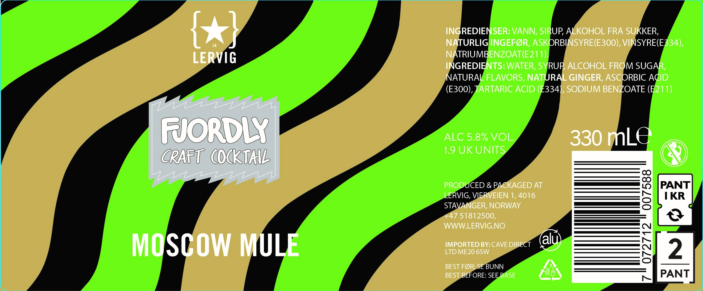Lervig Moscow Mule øl boks 33cl lime ingefær