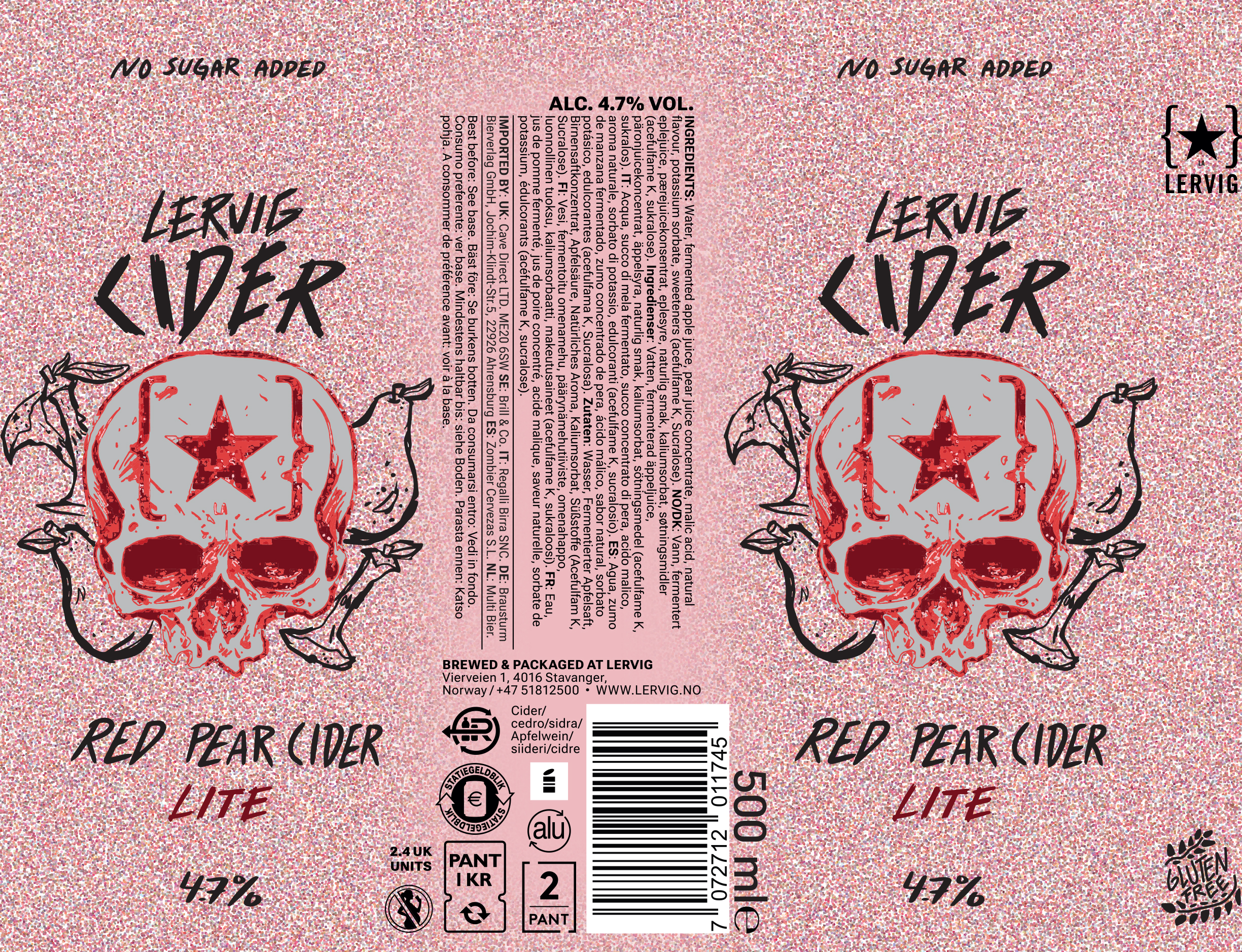 Lervig Red Pear Cider Lite sider boks 330 ml pære