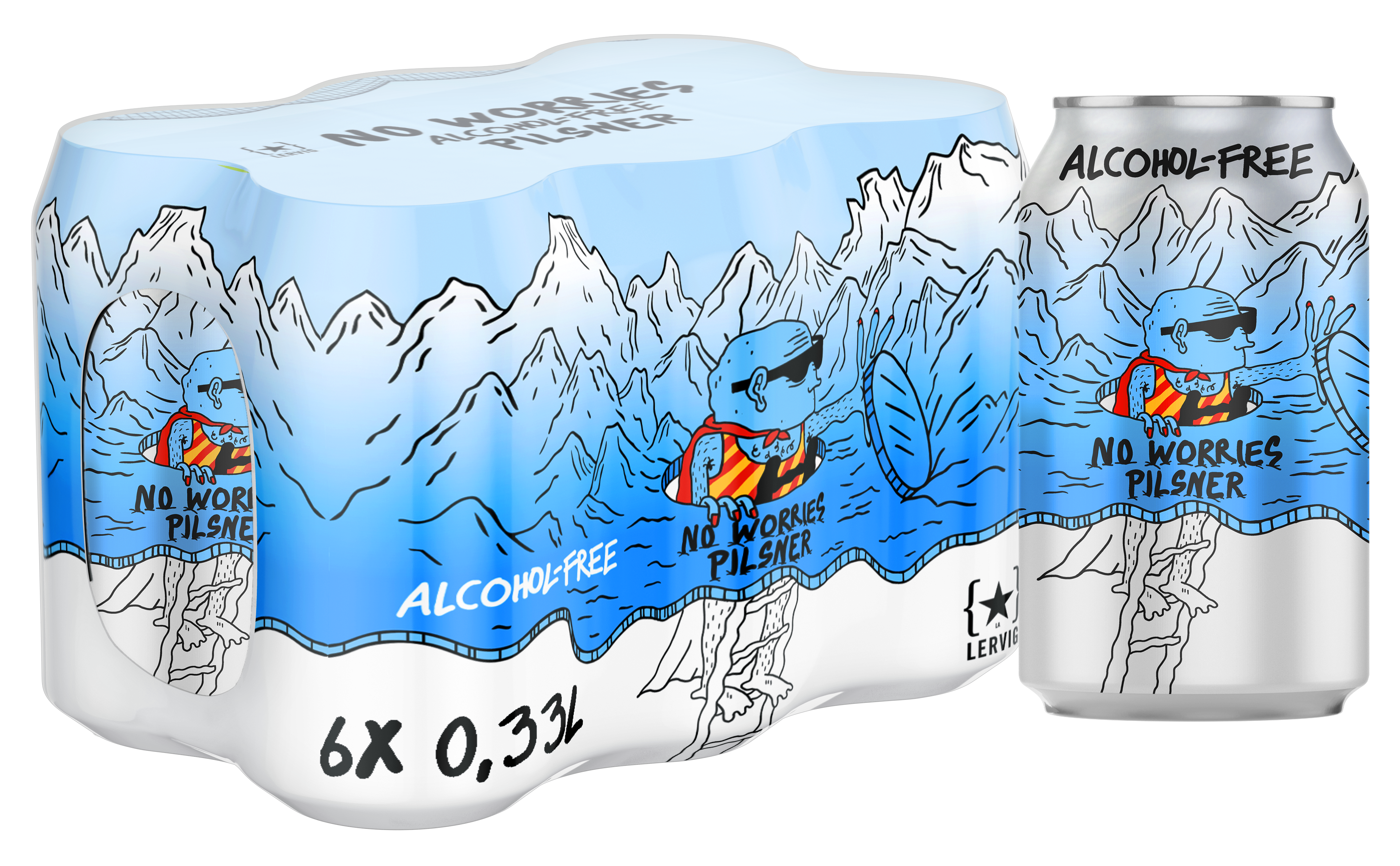 Lervig No Worries Pilsner alkoholfri øl 33 cl lys