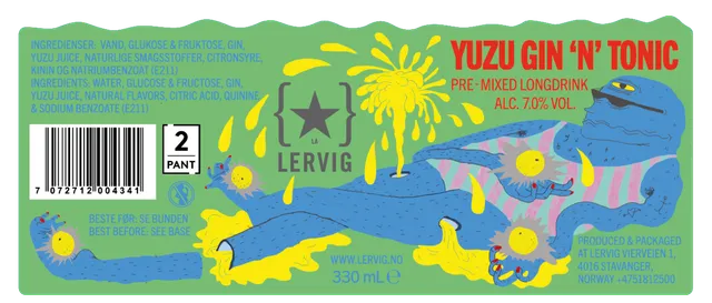 Lervig Yuzu Gin N Tonic drink 33 cl sitrus