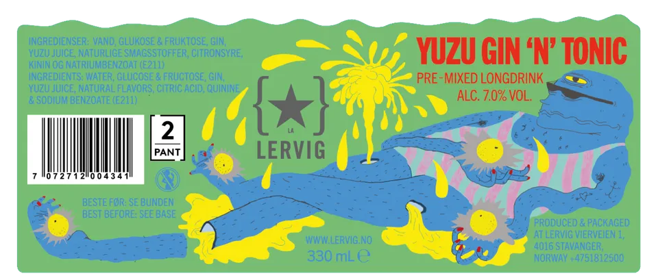 Lervig Yuzu Gin N Tonic drink 33 cl sitrus